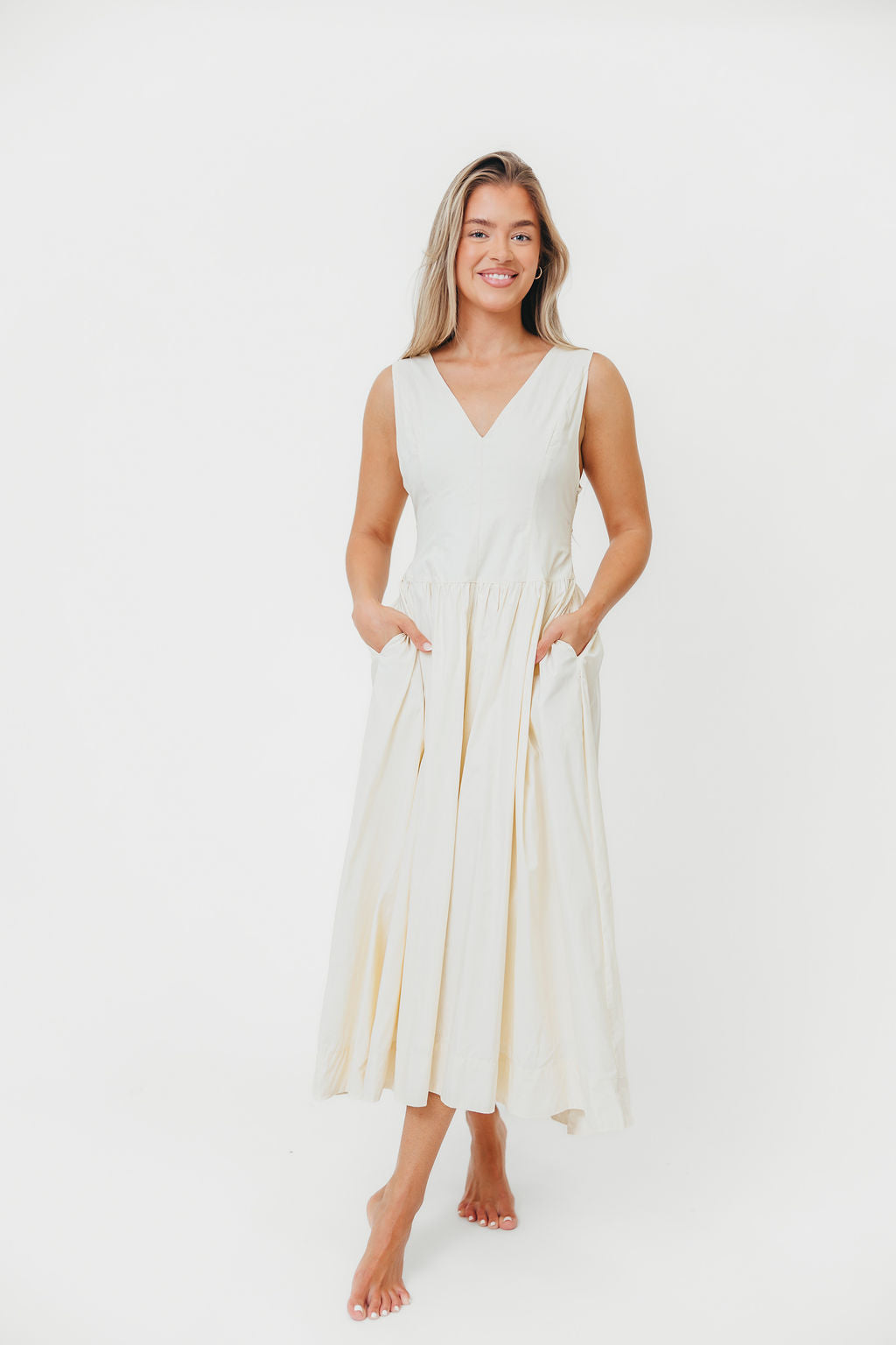 Cece 100% Cotton Off White Maxi Dress with Bow Detail - Elegant Summer Beach Dress for Women, Perfect for Vacations, Weddings & Outdoor Parties