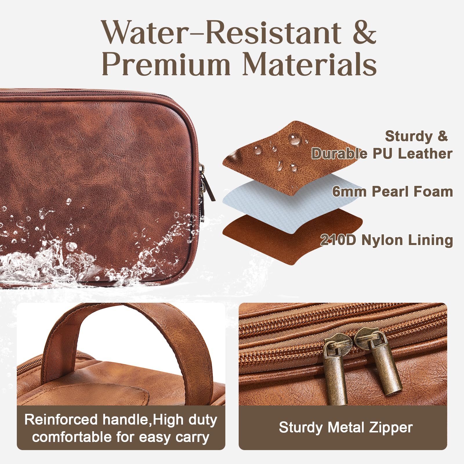 Personalized Leather Toiletry Bag for Men - Large Waterproof Travel Shaving Dopp Kit | PU Leather Cosmetic Organizer | Custom Engraved Groomsmen Gift | Perfect for Business Trips, Camping & Vacation Essentials