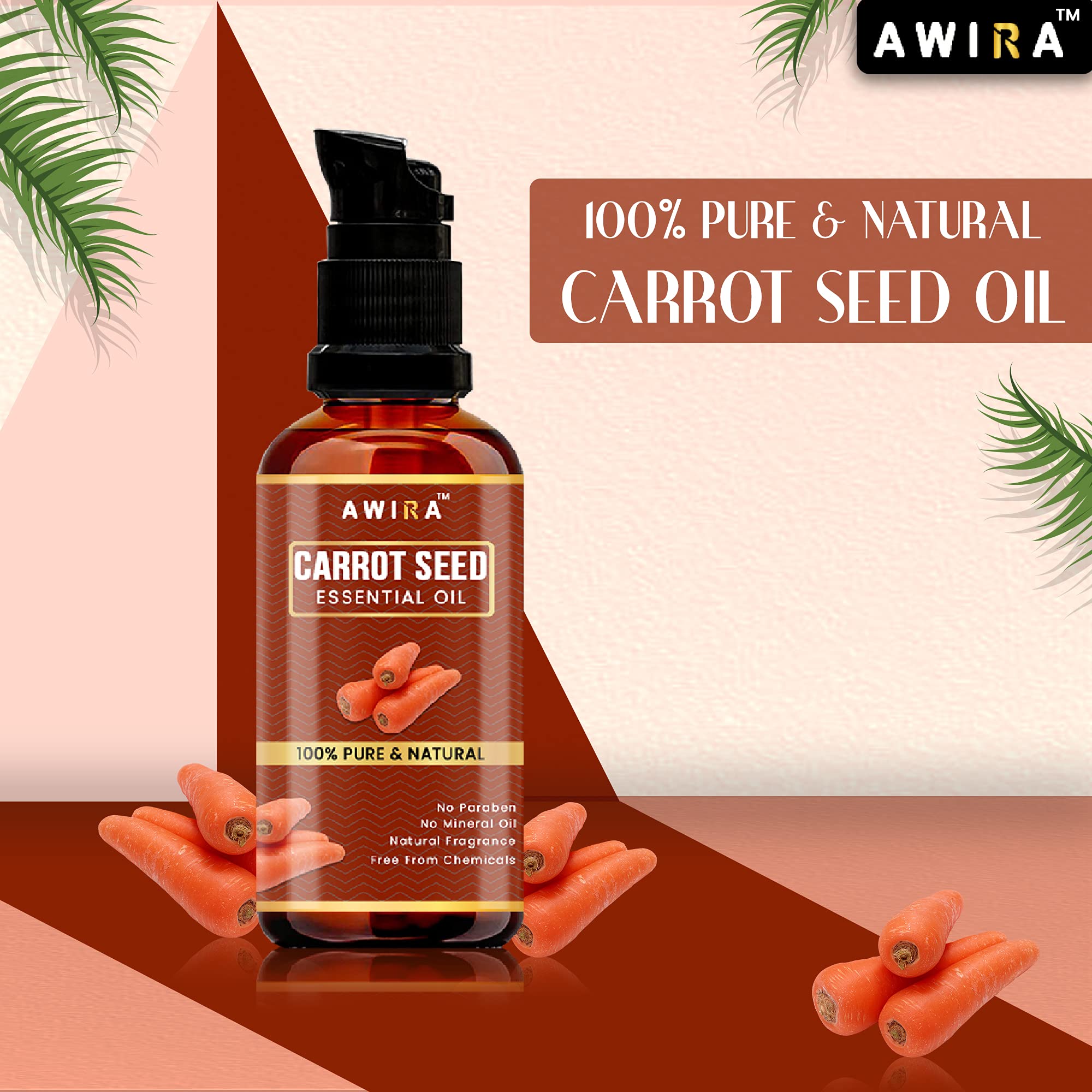 Pure Awira Carrot Seed Essential Oil 30ml - 100% Natural, Undiluted for Skin & Hair Care - Hydrates, Rejuvenates & Promotes Healthy Glow - Perfect for Aromatherapy, Massage & DIY Beauty Recipes