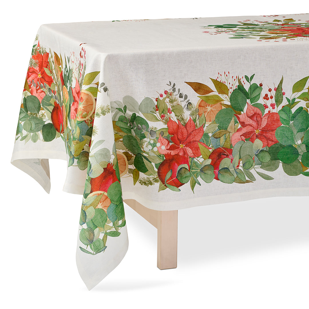 Elegant Holiday Floral Tablecloth - Waterproof & Wrinkle-Free for Christmas, Thanksgiving & Parties - Perfect for Dining, Decor & Special Occasions