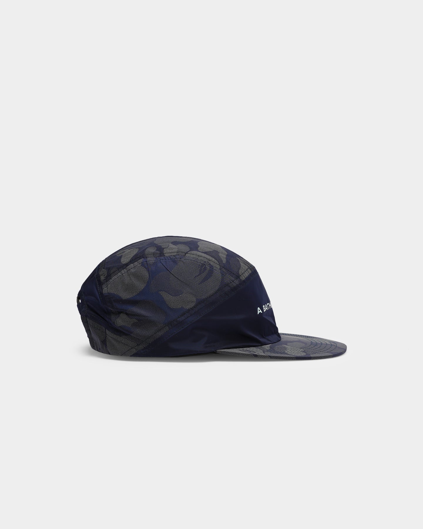 BAPE ABC Dot Reflective 5-Panel Strapback Hat - Navy Blue Snapback Cap for Streetwear Fashion & Urban Lifestyle