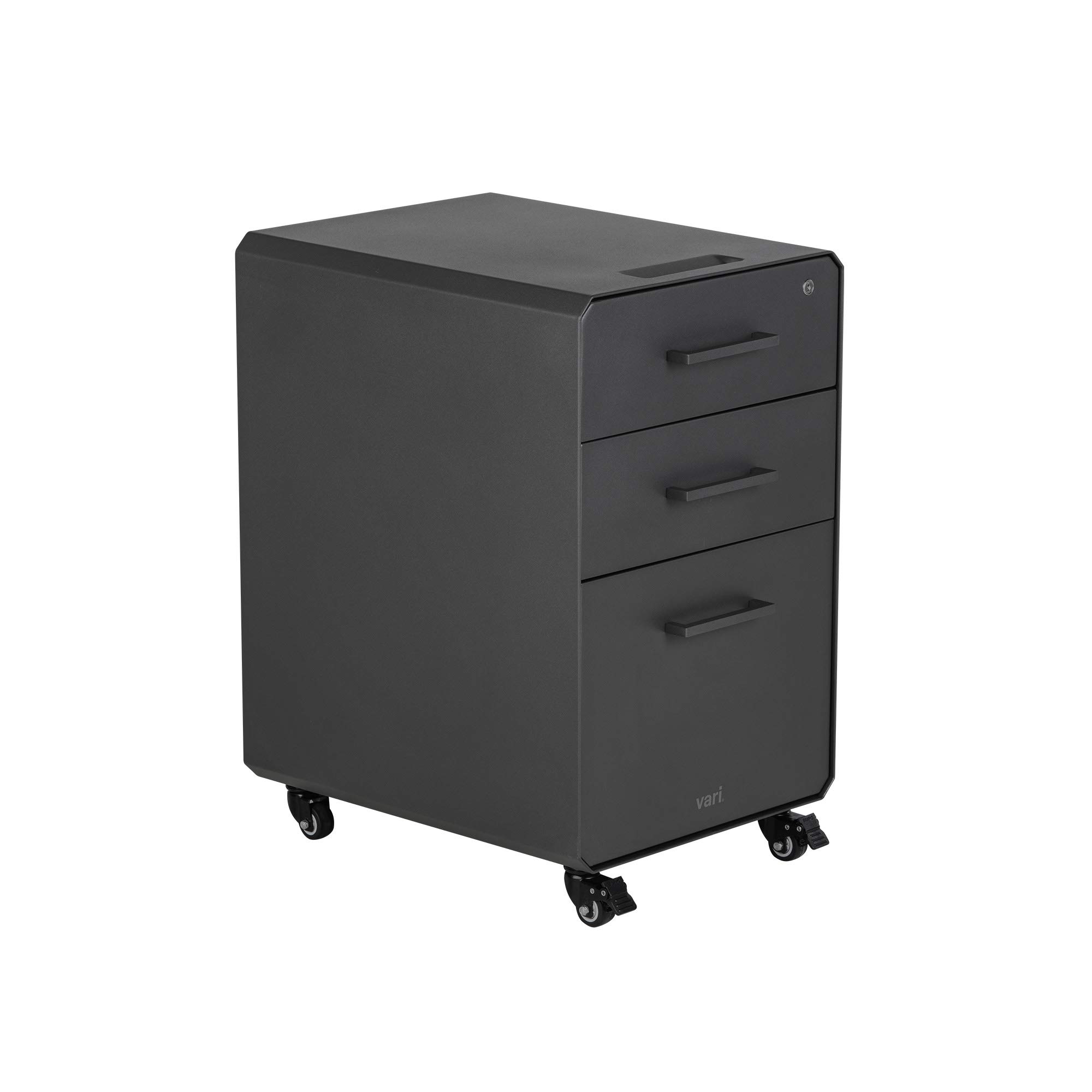 3-Drawer Heavy-Duty Steel Mobile File Cabinet with Lockable Drawers & Casters - Hanging File Storage for Office Organization - Charcoal Grey - Perfect for Home Office, Corporate Workspaces & Document Management