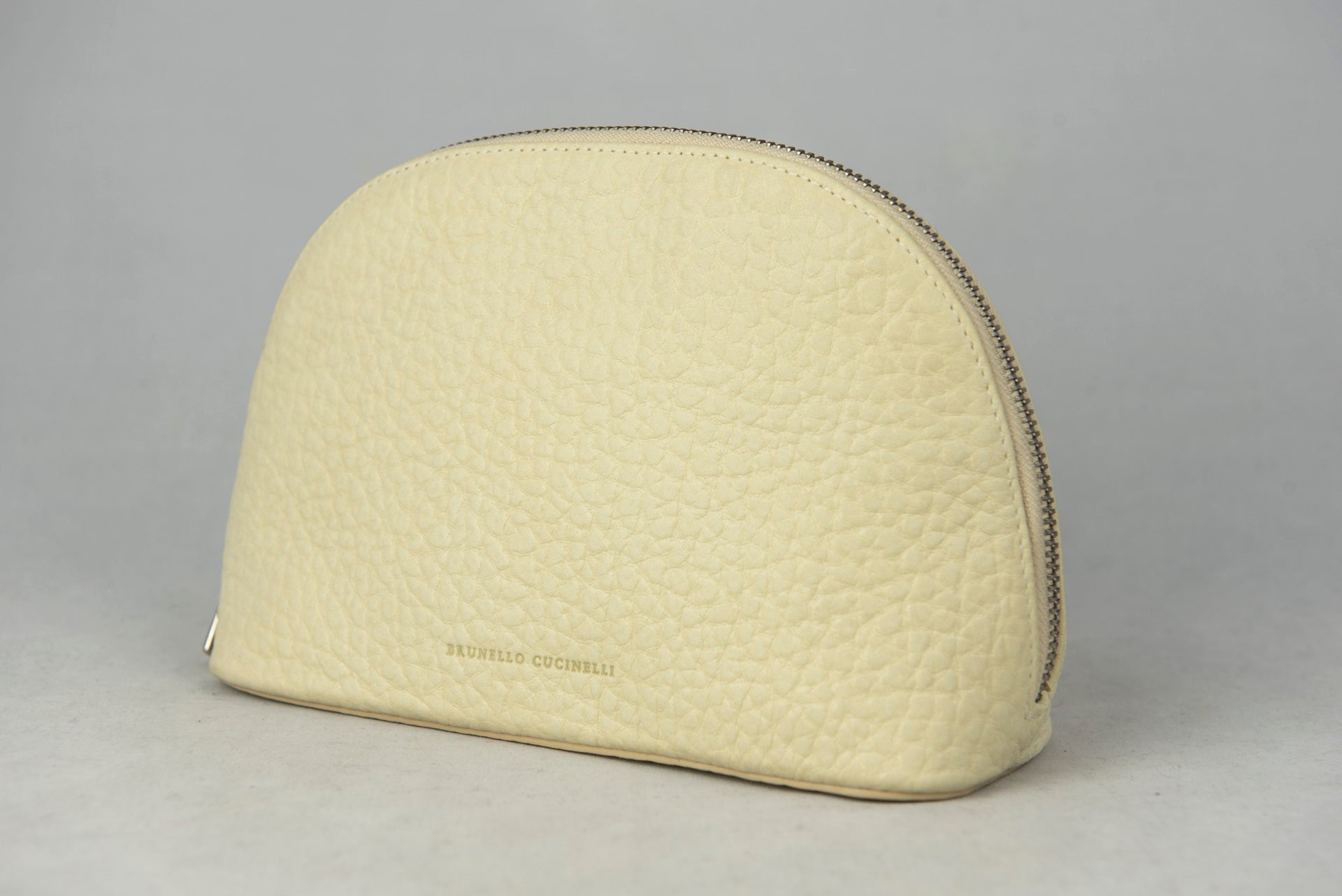 Brunello Cucinelli Genuine Leather Vanilla Beauty Case - Luxury Travel Cosmetic Bag for Women, Perfect for Makeup Storage & Weekend Getaways