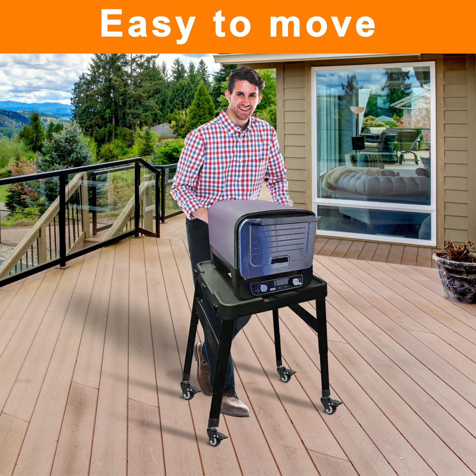 Ninja XSKUNSTAND Outdoor Stand Caster Wheels Kit - 360° Swivel with Brake for Ninja OG & OO Series Grill Stand & Pizza Oven Stand | Heavy Duty Woodfire Outdoor Grill Accessories | Perfect for Patio, Backyard BBQ & Outdoor Cooking