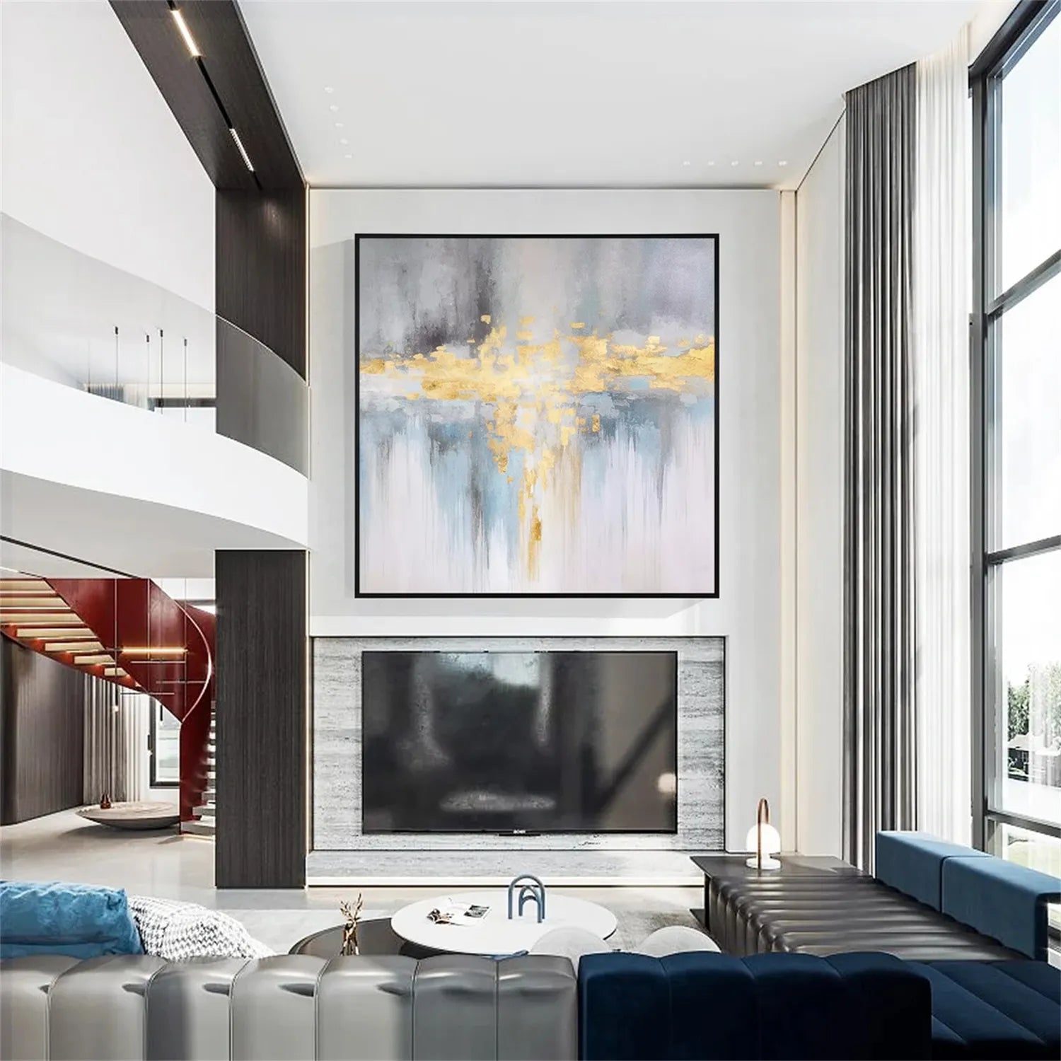 Abstract Painting #AB 245 - Modern Wall Art for Living Room, Bedroom & Office Decor | Handmade Canvas Artwork