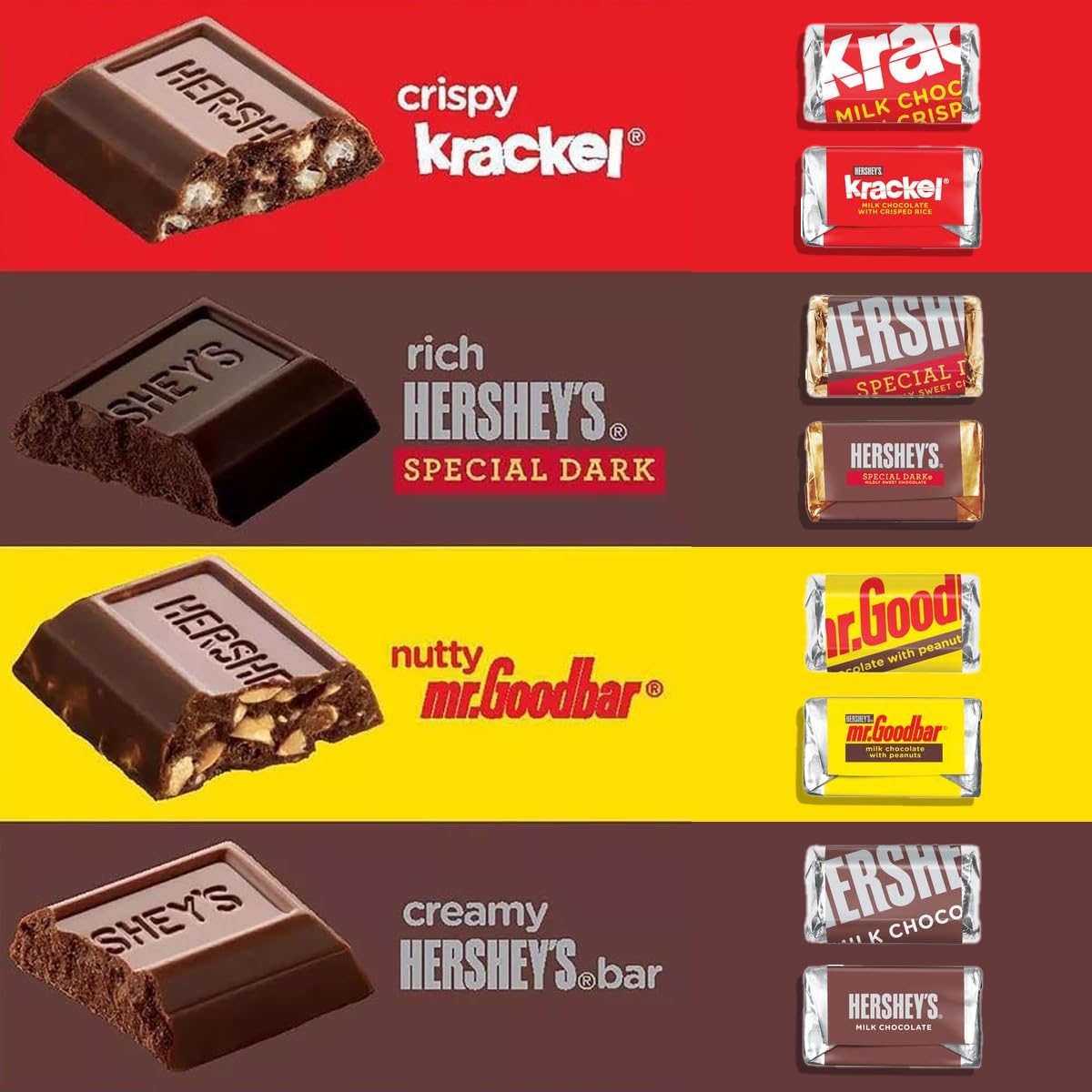 Hershey's Miniatures Assorted Chocolate Candy - 50 Pieces (1 Pound) Individually Wrapped Bulk Pack | Perfect for Halloween, Christmas Gifts, Party Favors, Office Snacks, Movie Nights & Family Gatherings