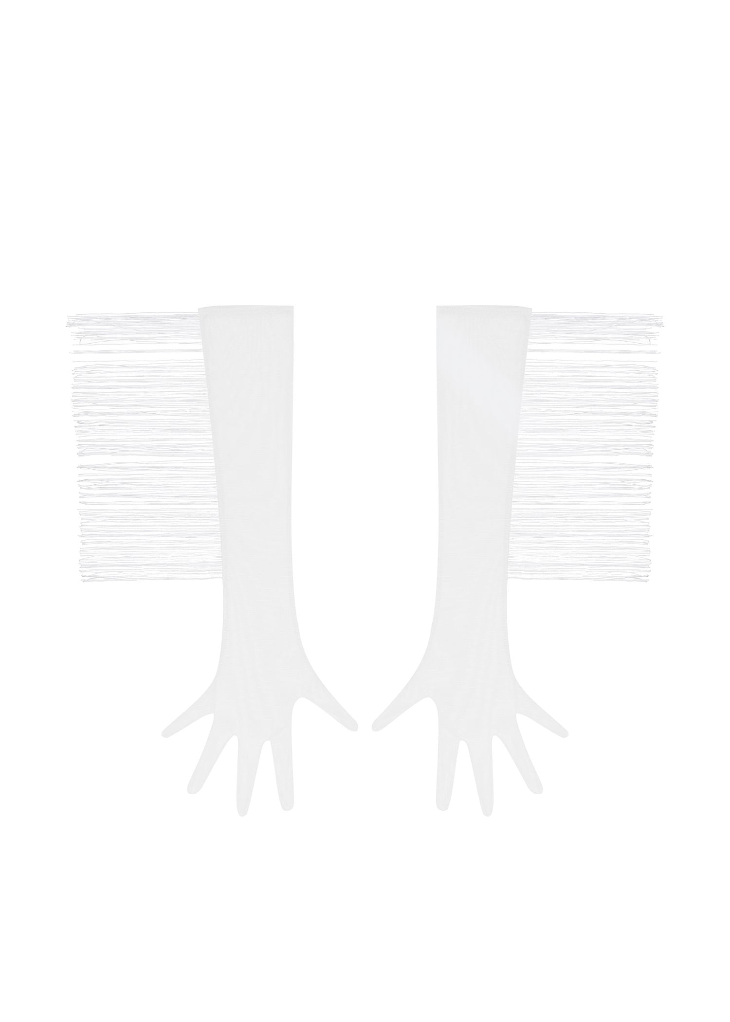 Long Mesh Gloves With Fringe - Breathable White Lace Gloves for Women | Perfect for Cosplay, Halloween Costumes & Vintage Fashion Outfits