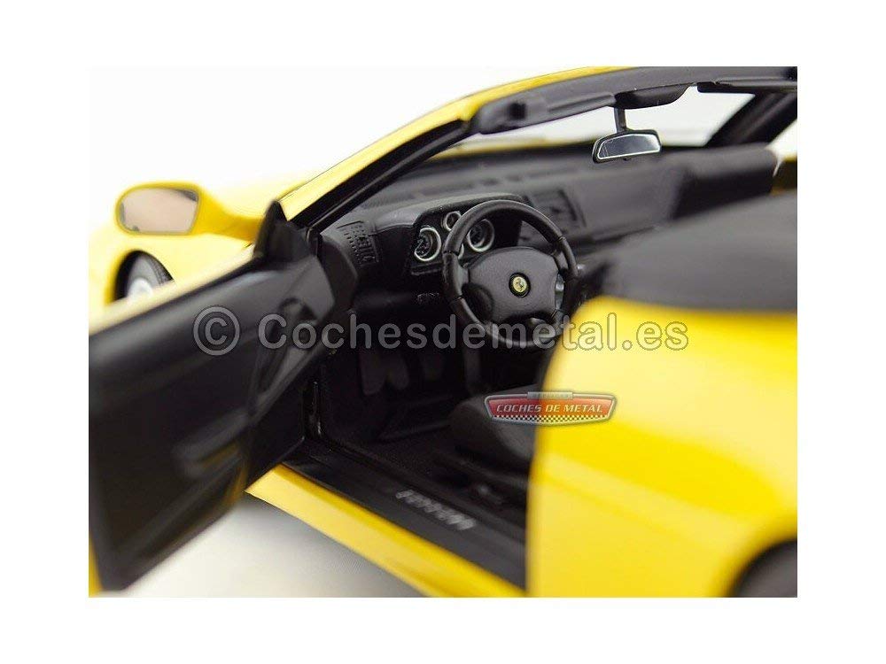 Hot Wheels Ferrari F355 Spider Convertible 1/18 Scale Diecast Model Car - Limited Yellow Elite Edition | Collectible Sports Car for Display, Gift & Racing Enthusiasts