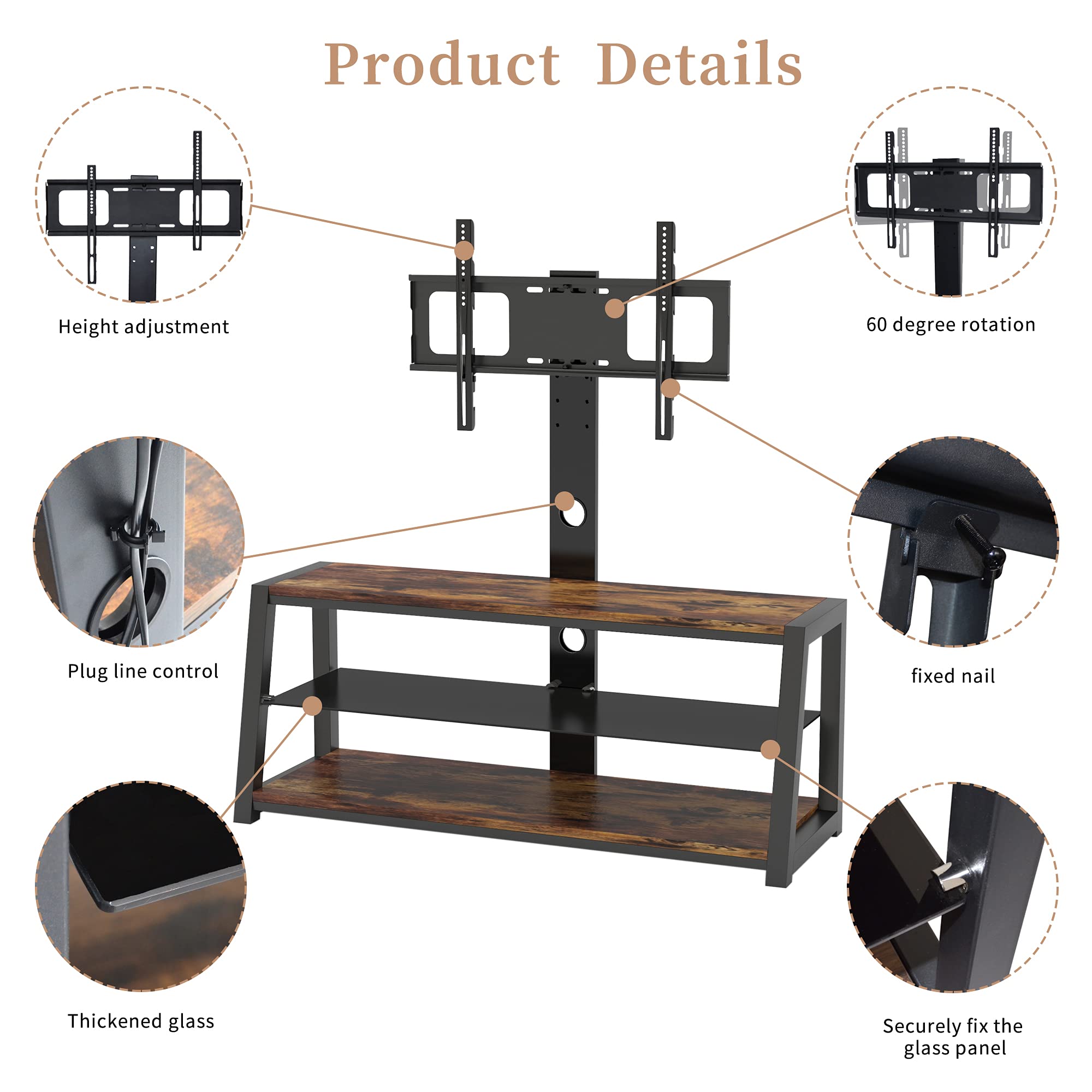 Adjustable Swivel Floor TV Stand for 32
