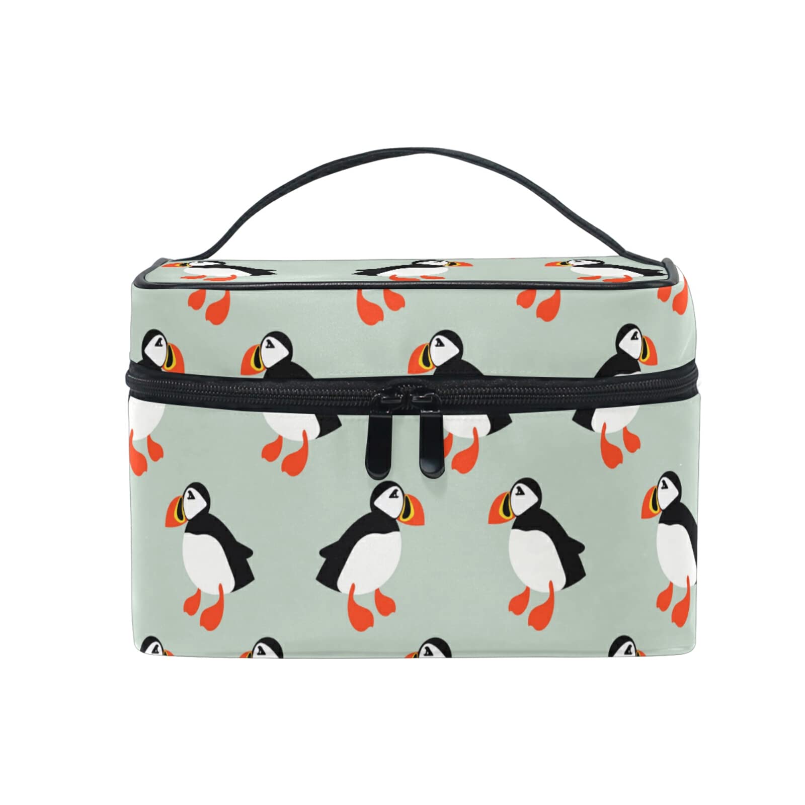 Moyyo Atlantic Ocean Cartoon Puffin Seabird Makeup Bag - Waterproof Cosmetic & Toiletry Organizer for Women, Girls, Kids - Perfect for Travel, Gym, Beach & Daily Beauty Essentials Storage