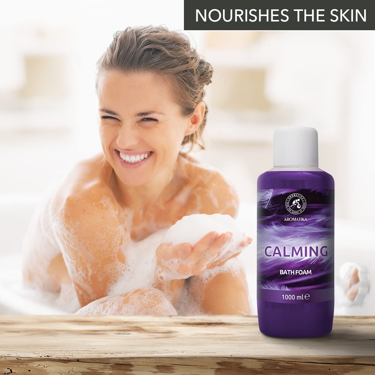 AROMATIKA Calming Bubble Bath with Chamomile, Lavender & Vanilla - 1000ml Relaxing Aromatherapy Bath Soak for Stress Relief & Muscle Therapy - Perfect for Spa Nights, Self-Care Routines & Gift Sets