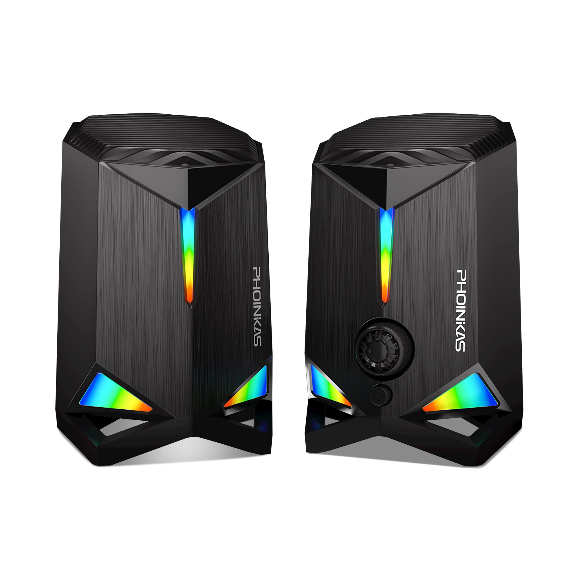 Wired Desktop Gaming Speakers for PC, Laptop, Mac | P-1 Mini USB 2.0 Stereo Sound Speakers with RGB Lights & Volume Control | Perfect for Gaming, Work, and Home Entertainment