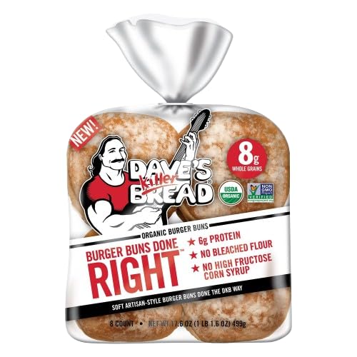 Dave's Killer Bread White Burger Buns - Pack of 2 (16 Buns Total, 17.6 Oz) | Soft Artisan Buns for Burgers, Sandwiches & BBQs | Non-GMO & Organic