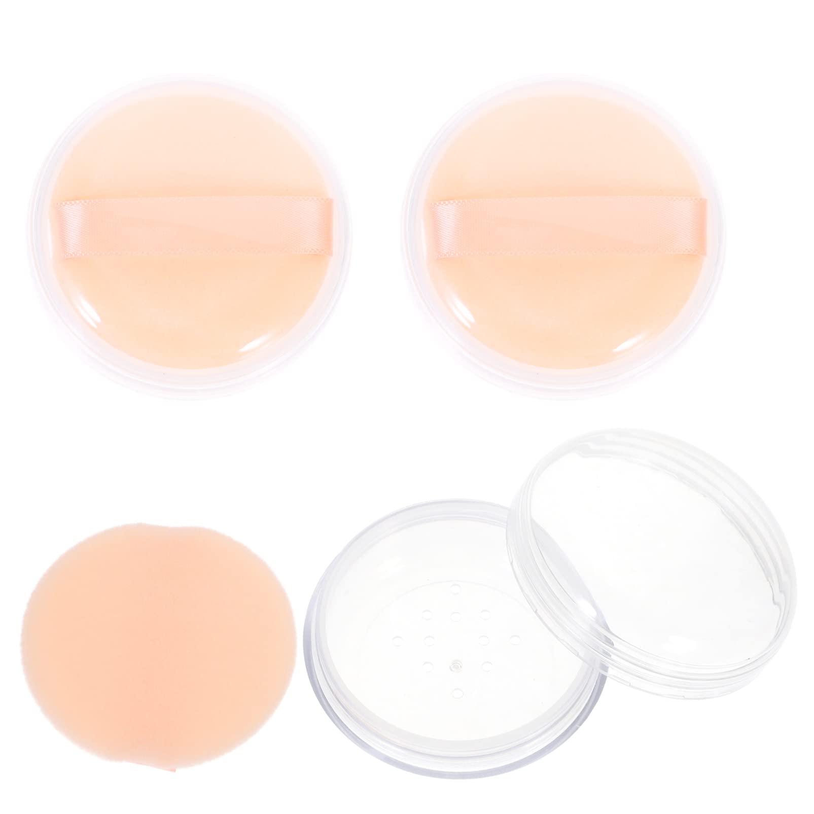 FRCOLOR 3-Piece Empty Powder Box Set with Makeup Sponge Holder - Portable Travel Powder Case & Puff Container for Women | Perfect for On-the-Go Touchups & Professional Makeup Application