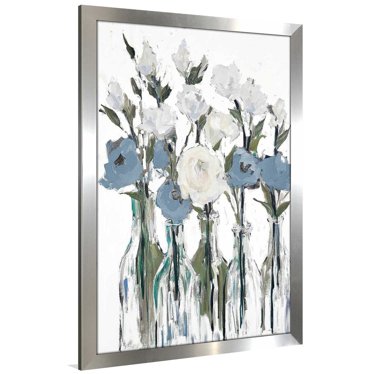 Romantic Blossoms Blue Floral Print Acrylic Wall Art - Perfect for Living Room, Bedroom, and Office Decor