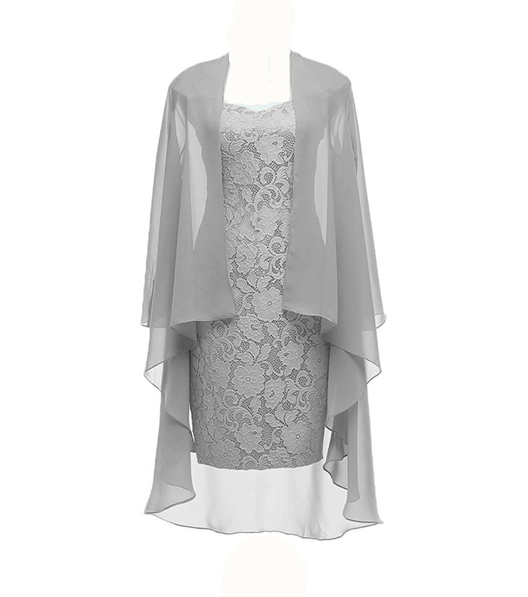 Elegant 3/4 Sleeve Lace Chiffon Mother of the Bride Dress - Formal Evening Gown in Gray Size 22W - Perfect for Weddings, Receptions & Special Occasions