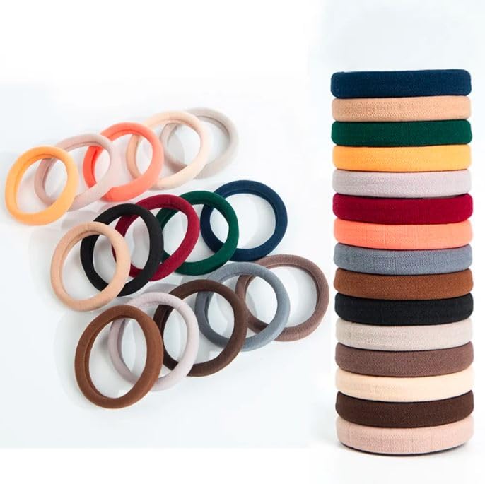 30 Pcs Seamless Elastic Hair Ties for Women - No Crease Ponytail Holders for Thick & Thin Hair - Soft Stretchable Hair Bands Accessories (Multicolor) - Perfect for Workouts, Office & Everyday Hairstyles