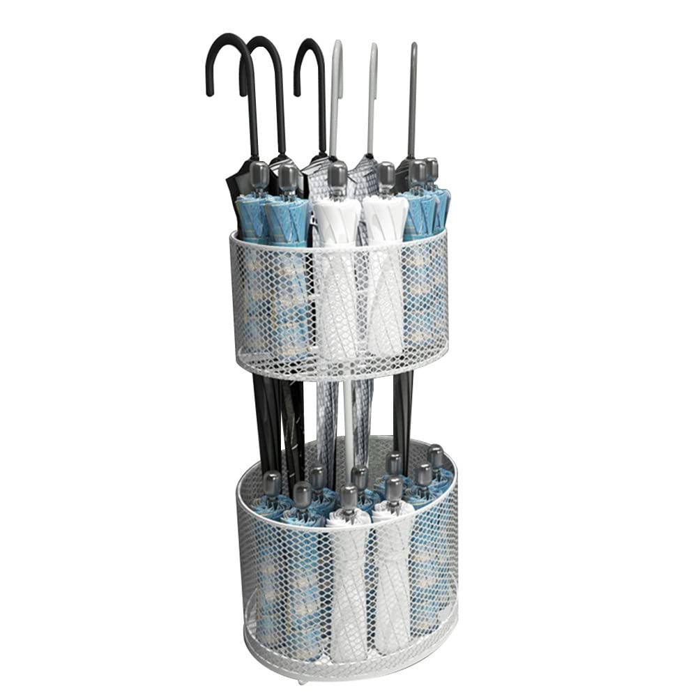 Metal Umbrella Stand - Indoor Space Saving Organizer for Hallway Entry (35x60CM, White) - Perfect for Home & Office