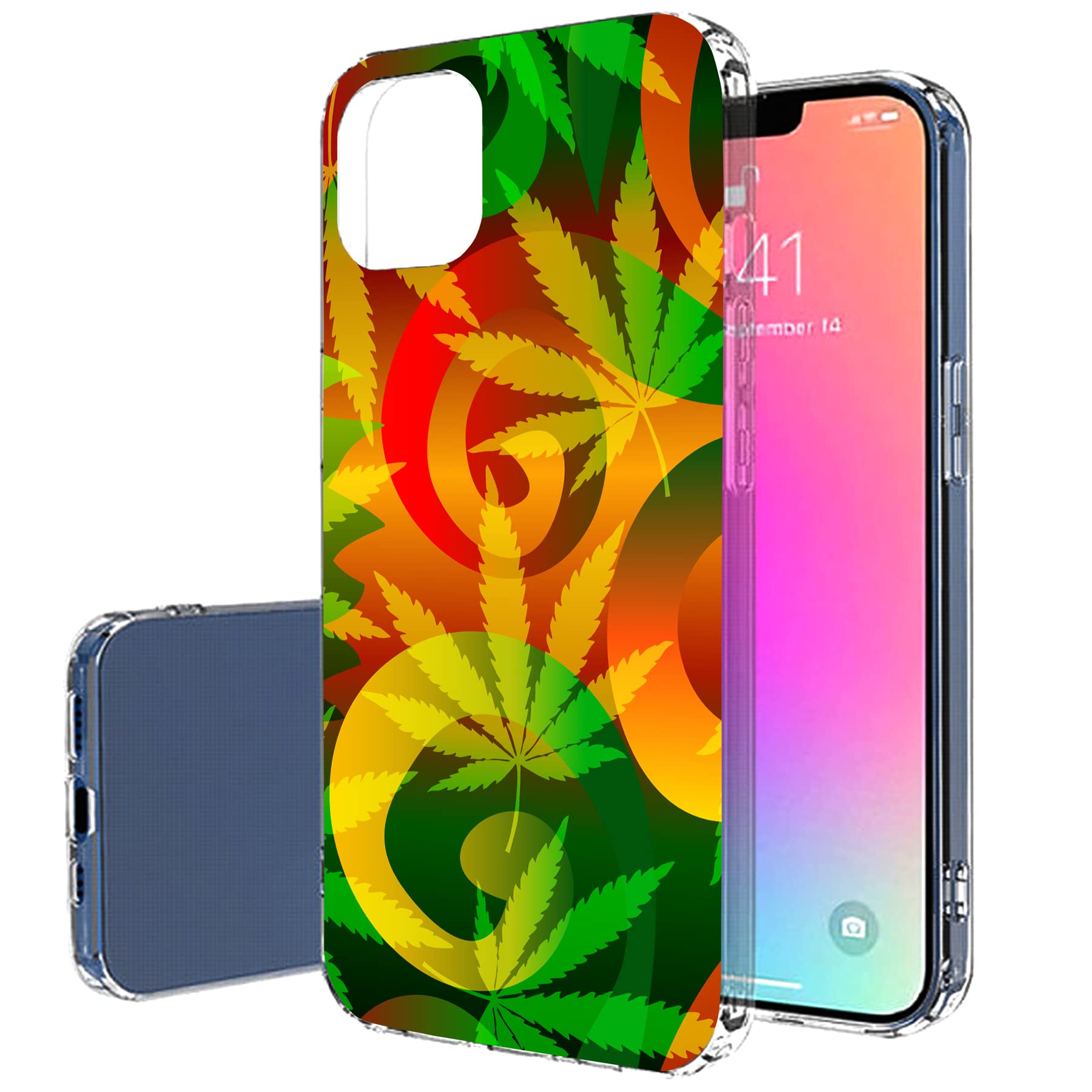 Slim Thin TPU Gel Case for Apple iPhone 13 Pro Max - Lightweight Flexible Soft Anti-Scratch Cover with Marijuana Illustration Print | Made in USA | Perfect for Daily Protection & Style Enhancement