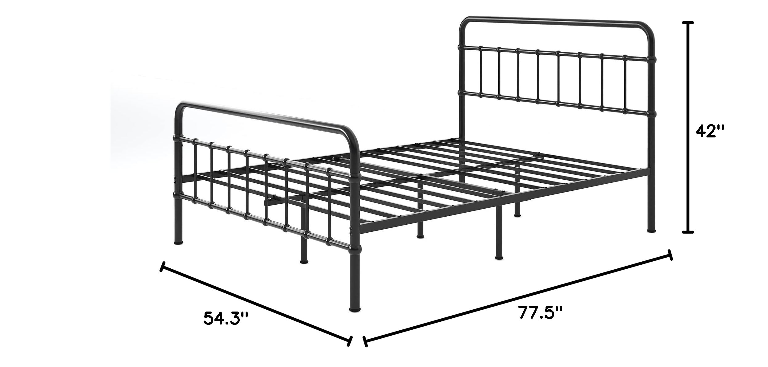 ZINUS Florence Full Size Metal Platform Bed Frame with Mattress Foundation - No Box Spring Needed, Easy Assembly, Black - Perfect for Modern Bedrooms & Guest Rooms