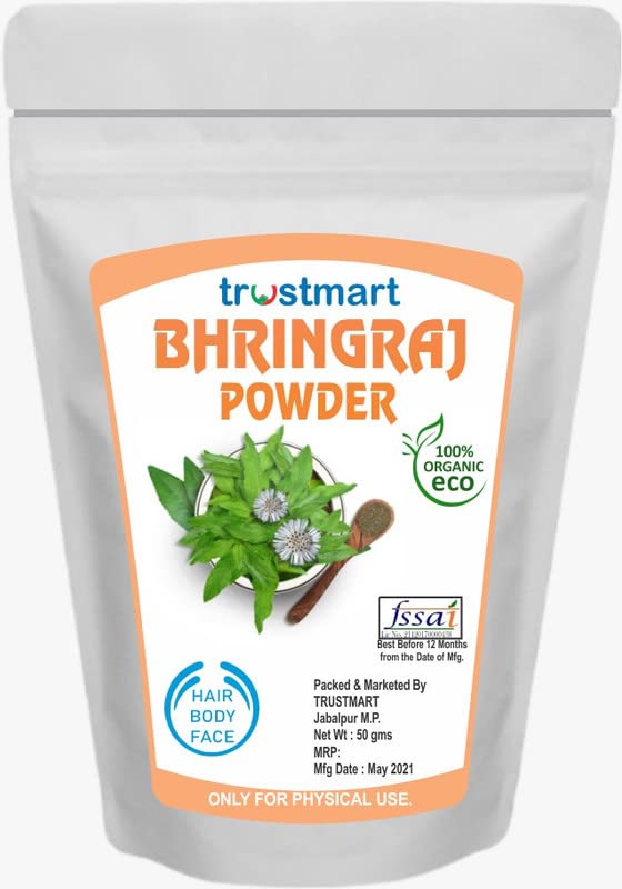 TRUSTMART Organic Bhringraj Powder for Hair Growth - 100g & 50g Pack | Ayurvedic Herbal Treatment for Hair Loss, Dandruff & Scalp Health - Perfect for DIY Hair Masks & Natural Hair Care Routines