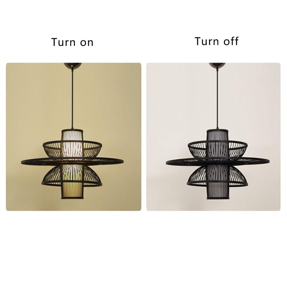 Modern Handmade Bamboo LED Pendant Light - Multi-Tier Ceiling Lamp 23.5