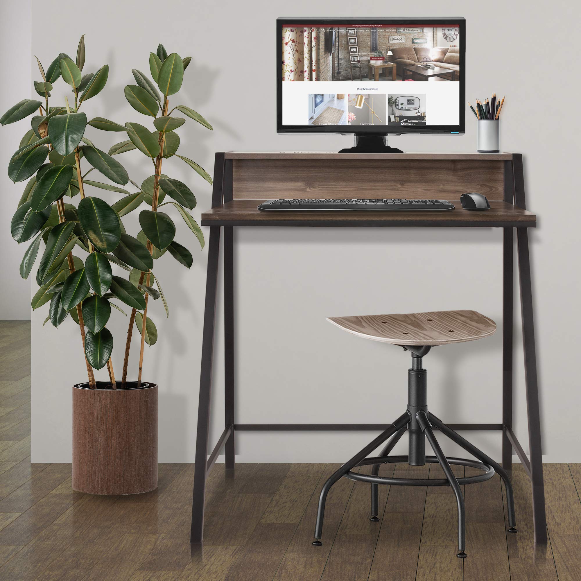 Portable Compact Home Office Desk with Mini Hutch - Lightweight Wooden Writing Table for Small Spaces, Dorm Rooms & Workspaces | American Art Decor