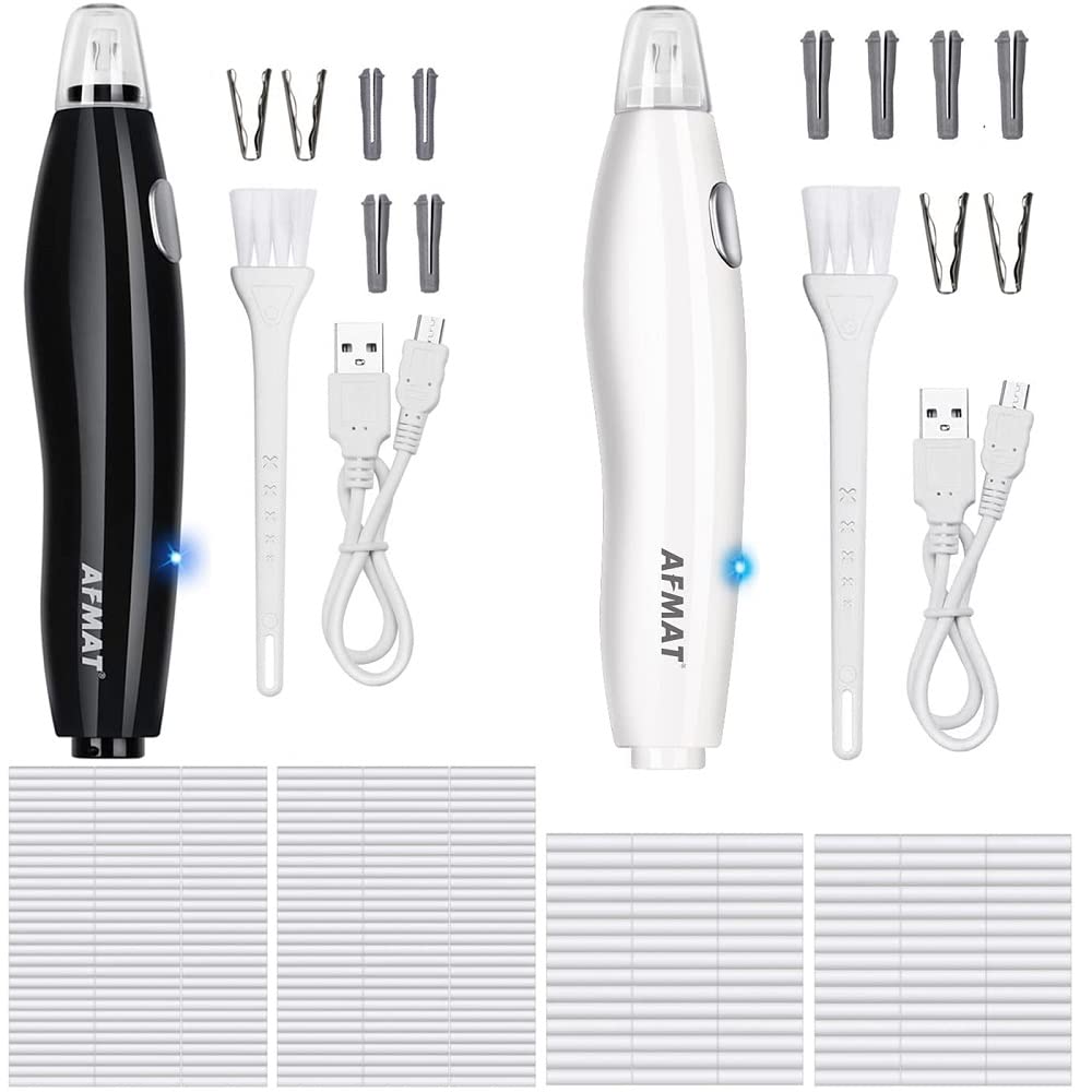 AFMAT Rechargeable Electric Eraser for Artists - 280 Eraser Refills Included - Professional Drawing, Drafting, Painting & Sketching Tool - Perfect for Detailed Artwork, School Projects & Office Use (White & Black)