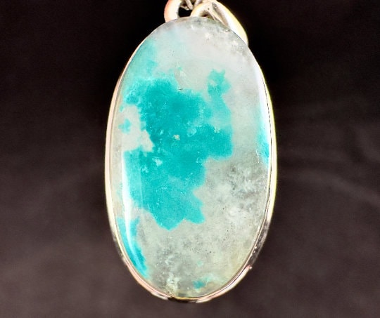 CHRYSOCOLLA Crystal Pendant - Genuine Gem Silica & Blue Chalcedony in Sterling Silver Oval Setting | Fine Jewelry for Healing & Energy | Perfect for Meditation, Yoga & Spiritual Gifts