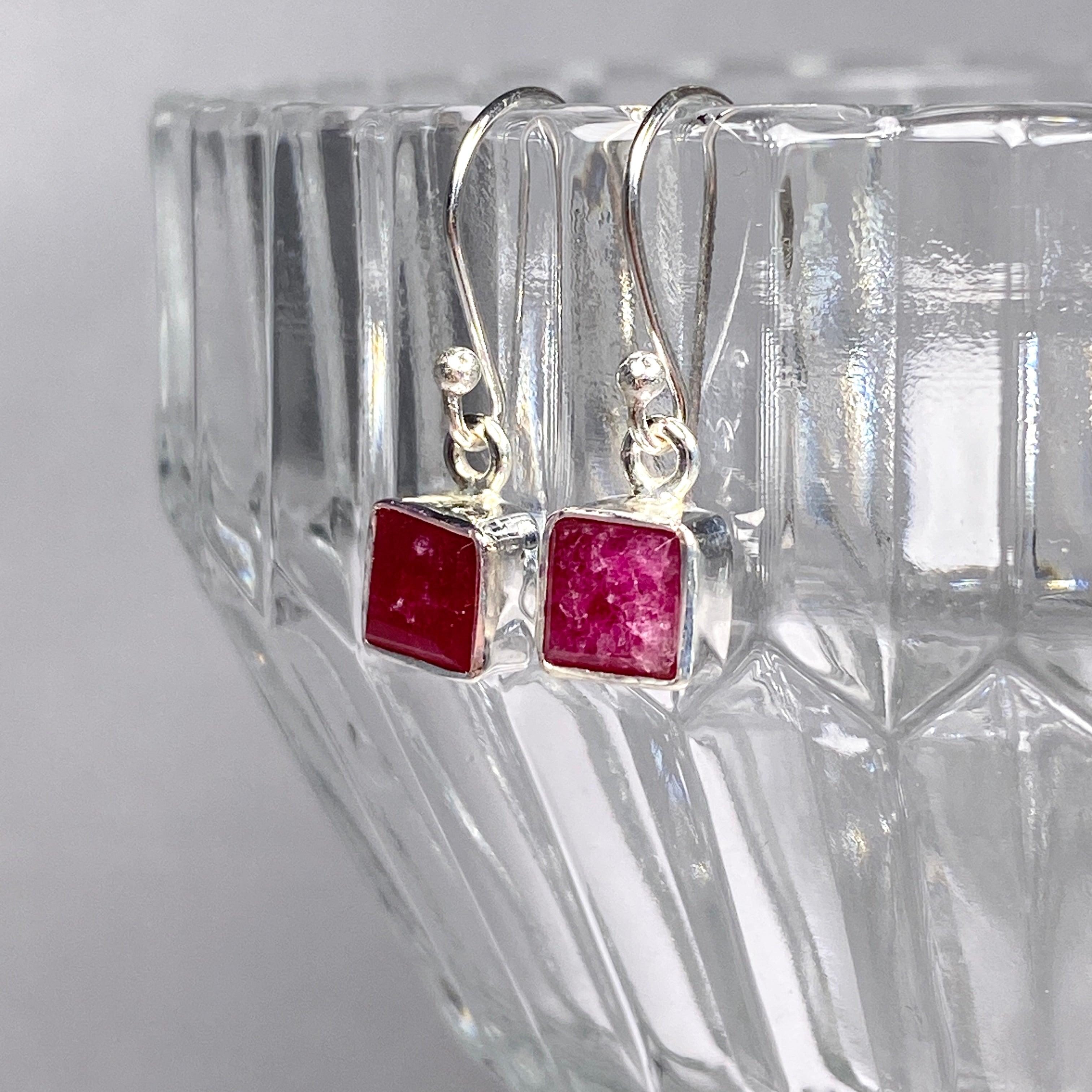 Ruby Petite Square Faceted Earrings R2363 RBS - Elegant Cubic Zirconia Studs for Women, Perfect for Parties, Weddings & Daily Wear