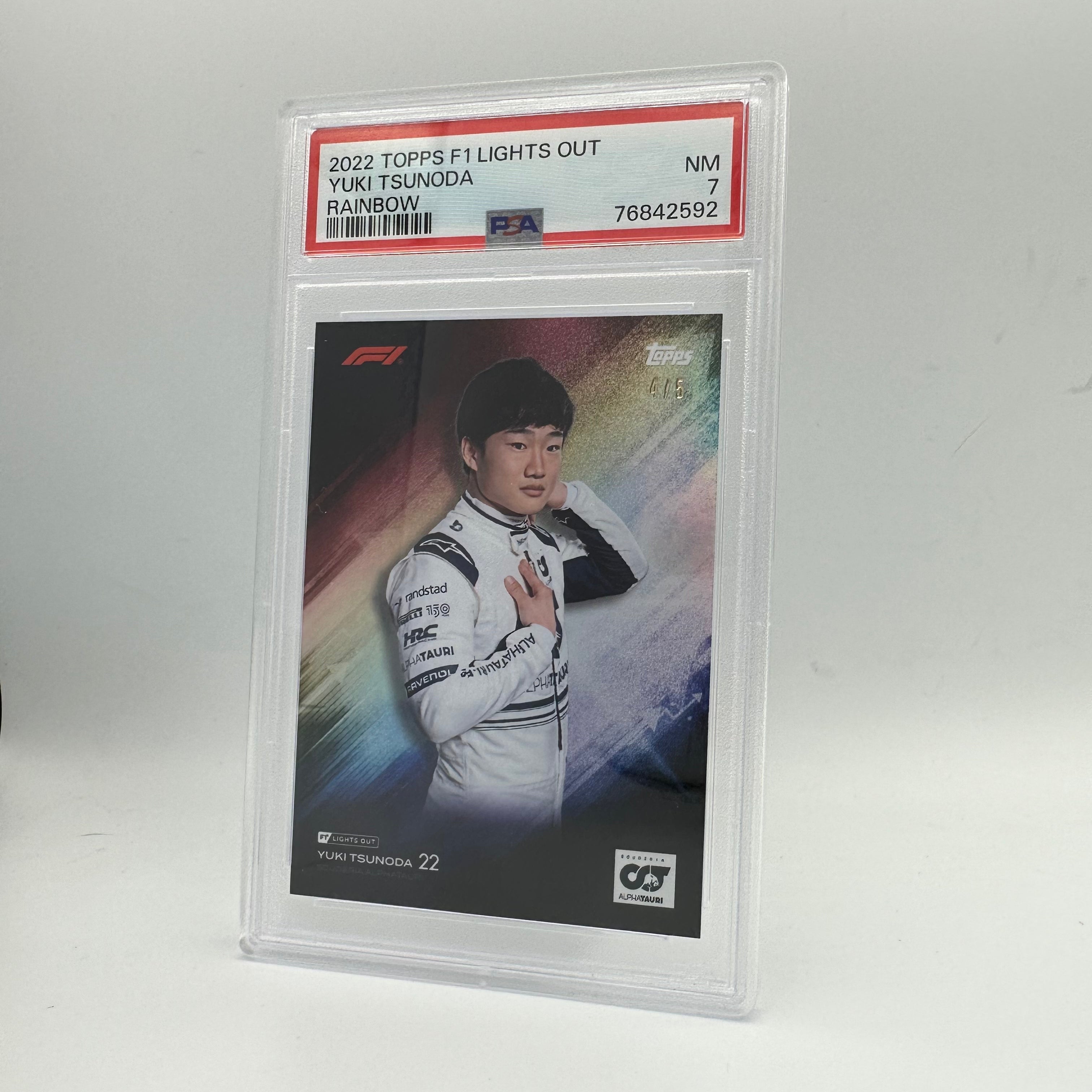 PSA 7 Yuki Tsunoda Rainbow Rare Trading Card - Collectible Sports Memorabilia for F1 Fans & Card Collectors | Perfect for Display, Trading, and Investment