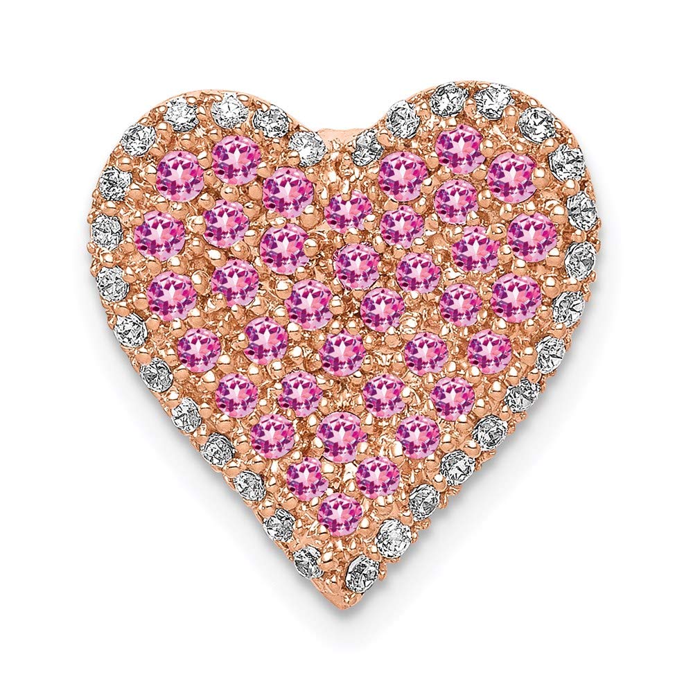 14K Rose Gold Vintage Heart Pendant with Diamond & Pink Sapphire - Romantic Jewelry Gift for Women, Perfect for Valentine's Day, Anniversary & Special Occasions