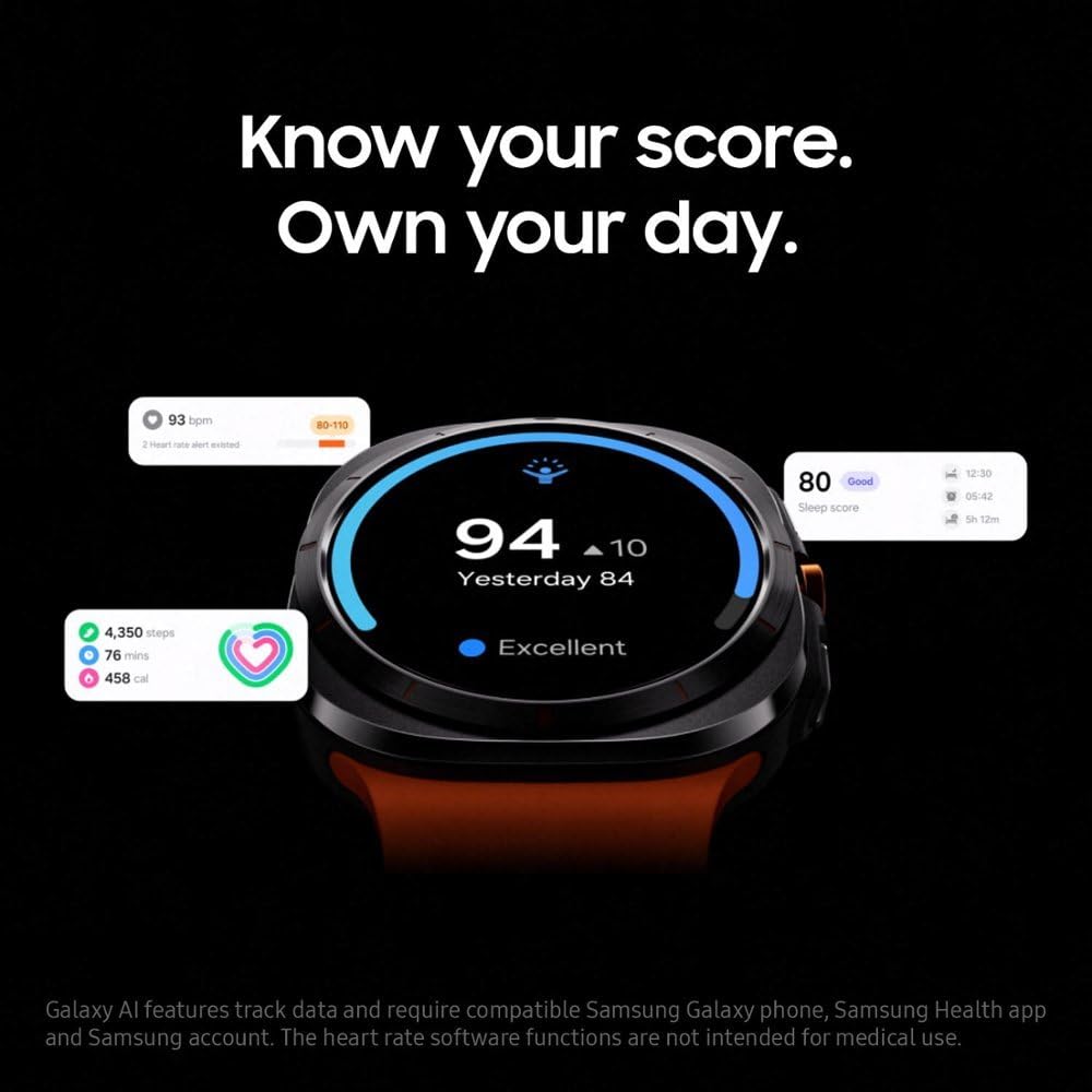 SAMSUNG Galaxy Watch Ultra 47mm LTE Smartwatch - Titanium White (Renewed) | AI Fitness Tracker with Heart Rate Monitor, Sleep Tracking, GPS, Energy Score & Wellness Tips | Perfect for Workouts, Running, Swimming & Daily Health Monitoring