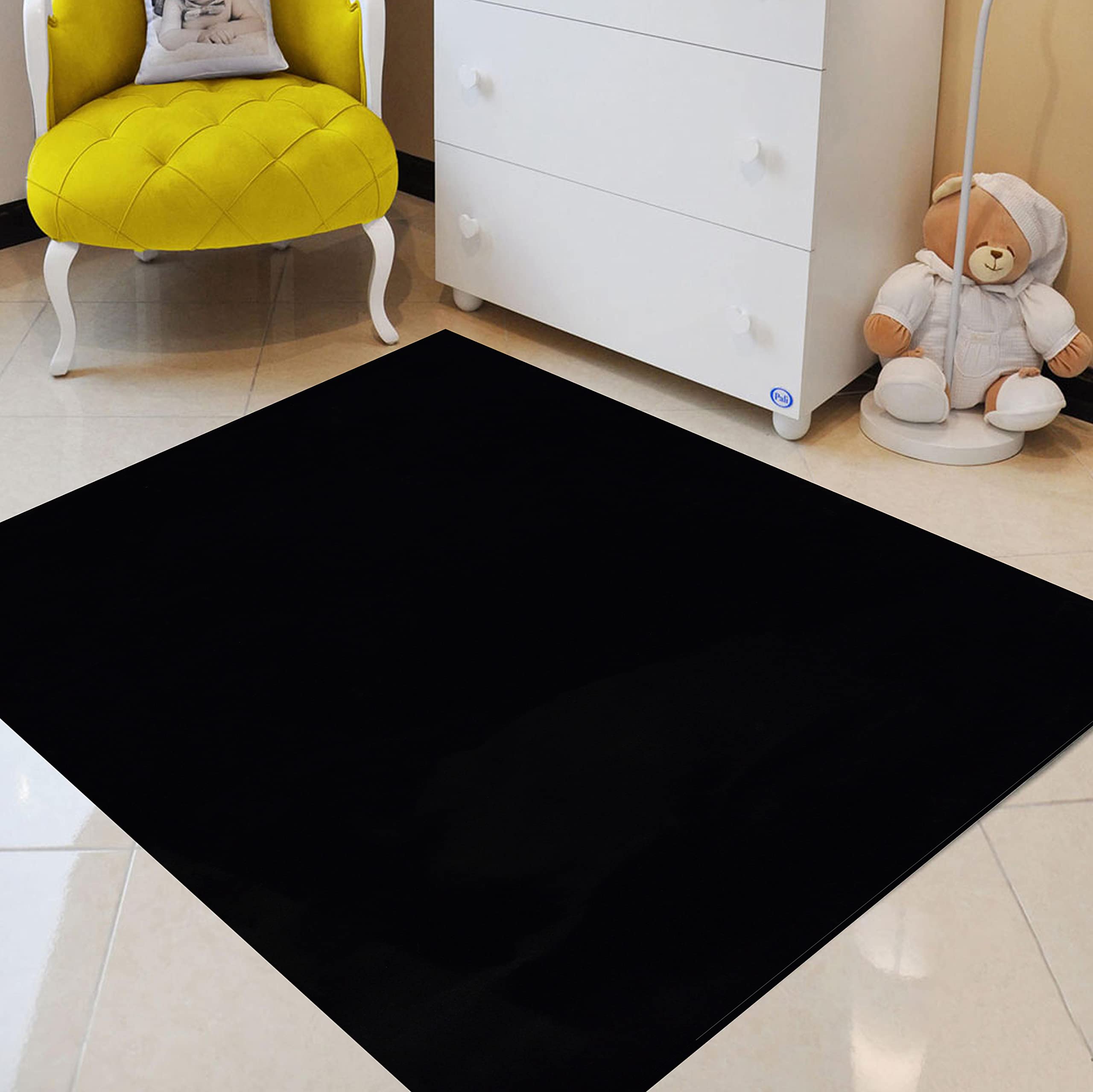 Premium Faux Fur Shaggy Area Rug - Soft Plush Indoor Carpet for Living Room, Kids Room & Nursery - Non-Slip Backing Modern Home Decor (7'x10', Black) - Perfect for Cozy Floor Seating, Play Areas & Bedroom Accent