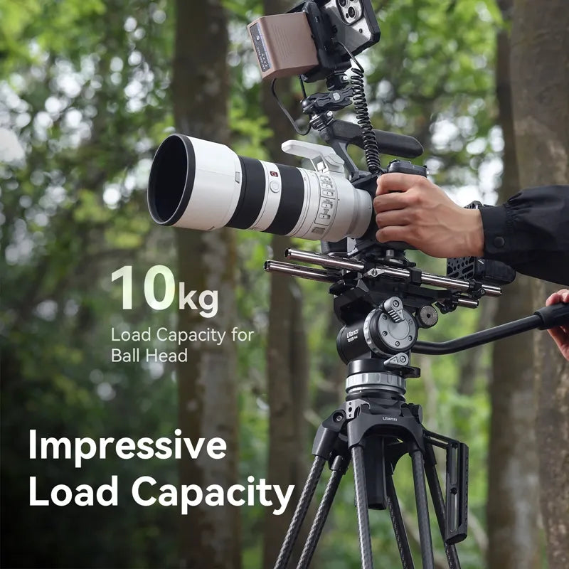 Ulanzi T045 VideoFast Heavy Duty Fluid Head Tripod - Professional Smooth Pan & Tilt for DSLR, Mirrorless, Camcorders - Perfect for Vlogging, Filmmaking, Travel Videos
