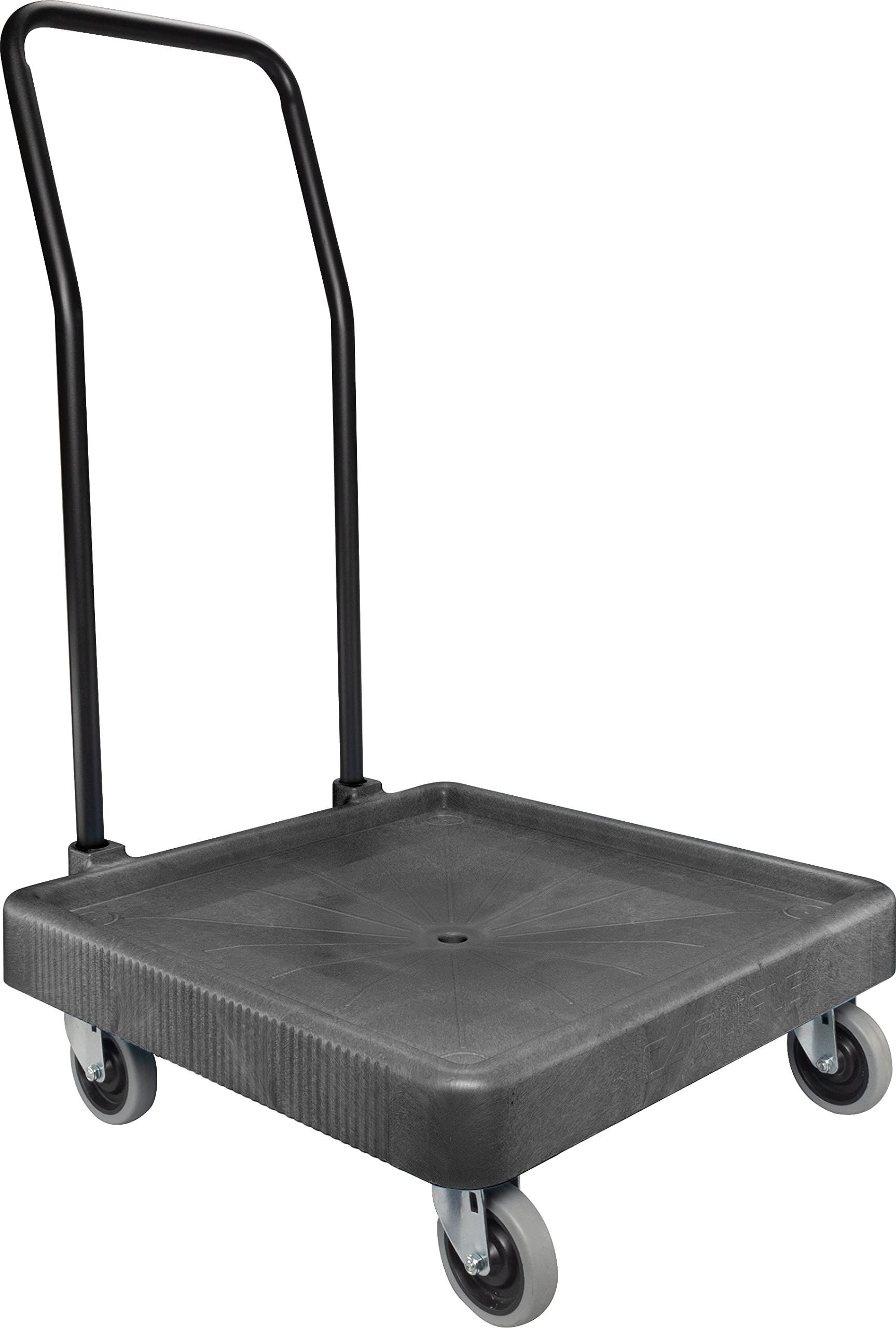 Carlisle FoodService E-Z Glide Dishwashing Rack Dolly - Heavy Duty Plastic Utility Cart with Drain & Handle for Commercial Kitchens, Restaurants (22.5x22.5x8 Inches, Black) - Perfect for Busy Dish Stations & High-Volume Food Service Areas