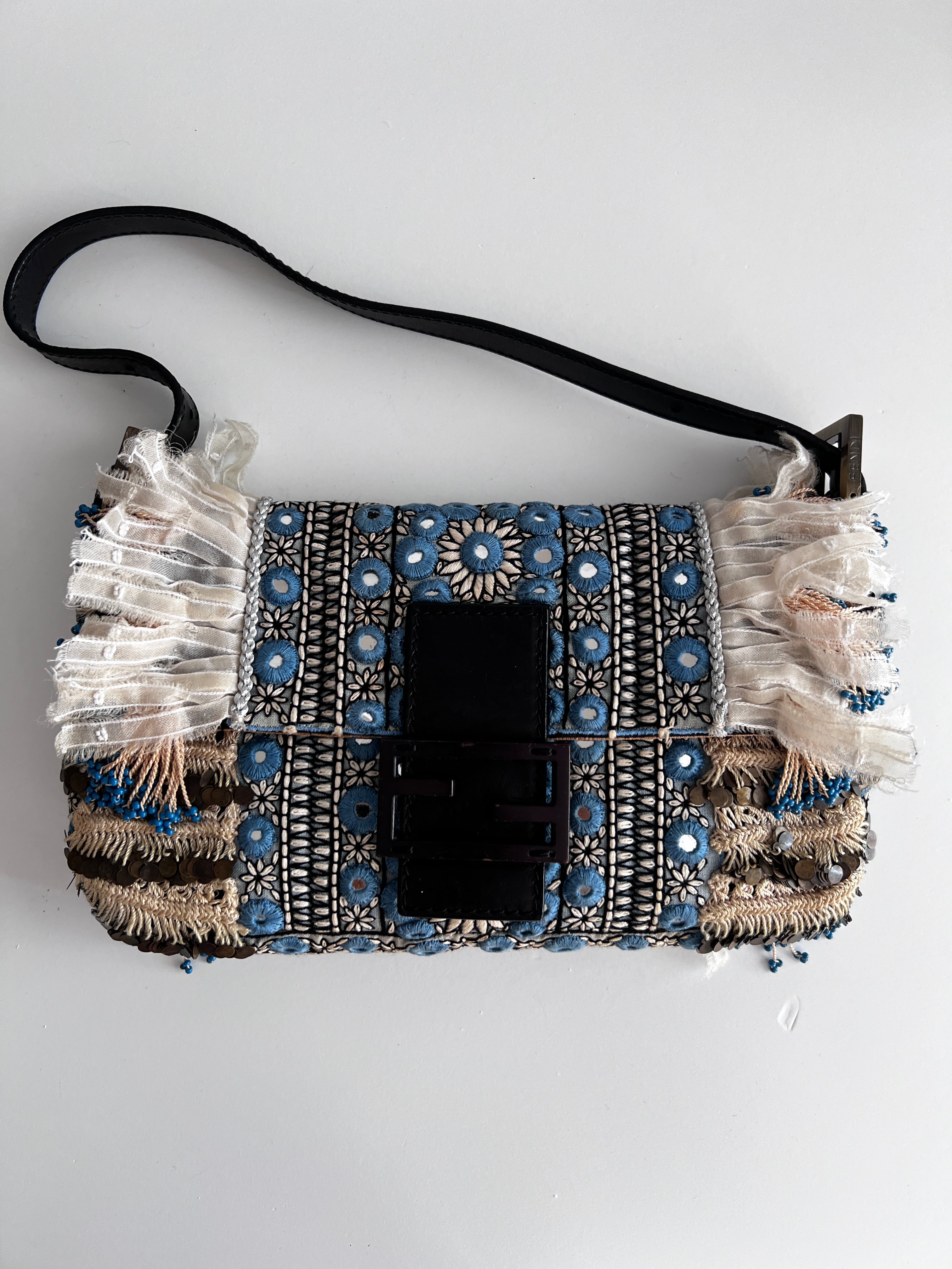 Fendi Boho Style Mirror Baguette Bag - Trendy Crossbody Purse for Women | Perfect for Parties, Concerts & Night Out