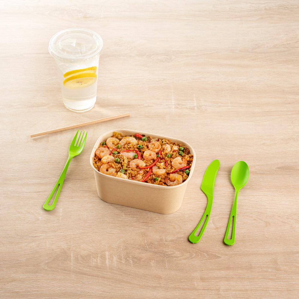 Eco-Friendly Green CPLA Plastic Cutlery Set - 290-Piece Heat Resistant, Compostable Utensils (7.5