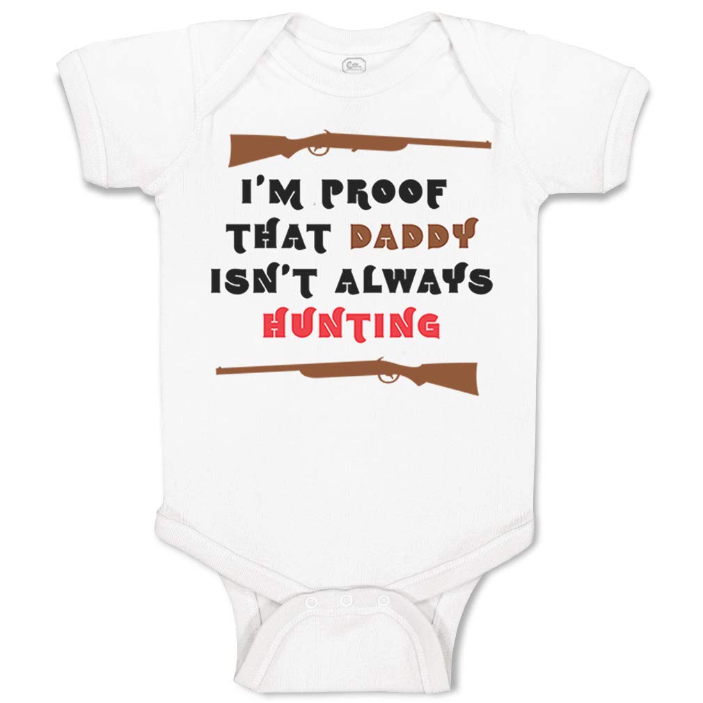 Custom Personalized Baby Bodysuit - Funny 'I'm Proof Daddy Isn't Always Hunting' Design - 100% Cotton Newborn Clothes for Boys & Girls - Perfect for Father's Day Gifts & Family Photo Outfits