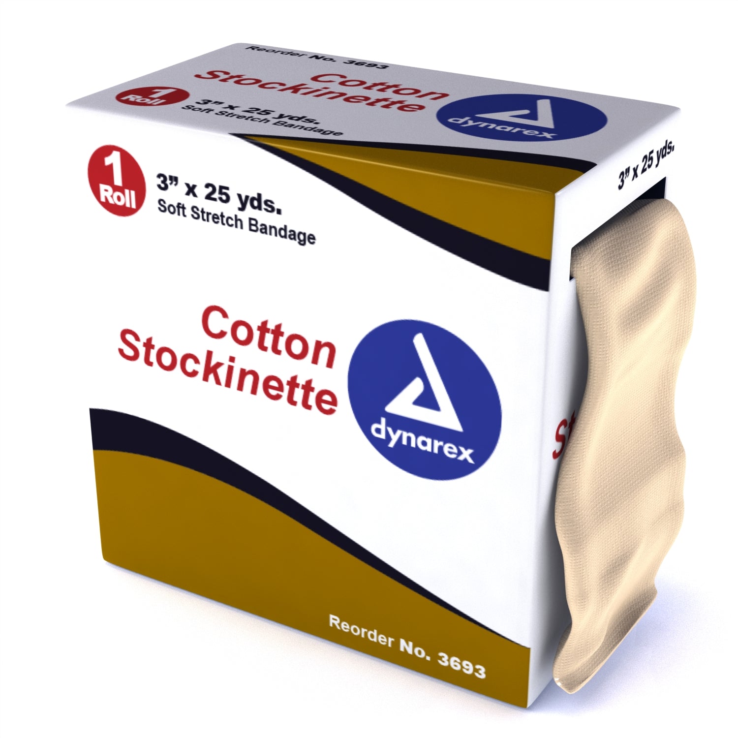 Dynarex 3693 Undercast Stockinette Roll - 1 Count, Medical Cast Padding for Broken Bones & Injuries - Ideal for First Aid Kits, Hospitals & Home Care