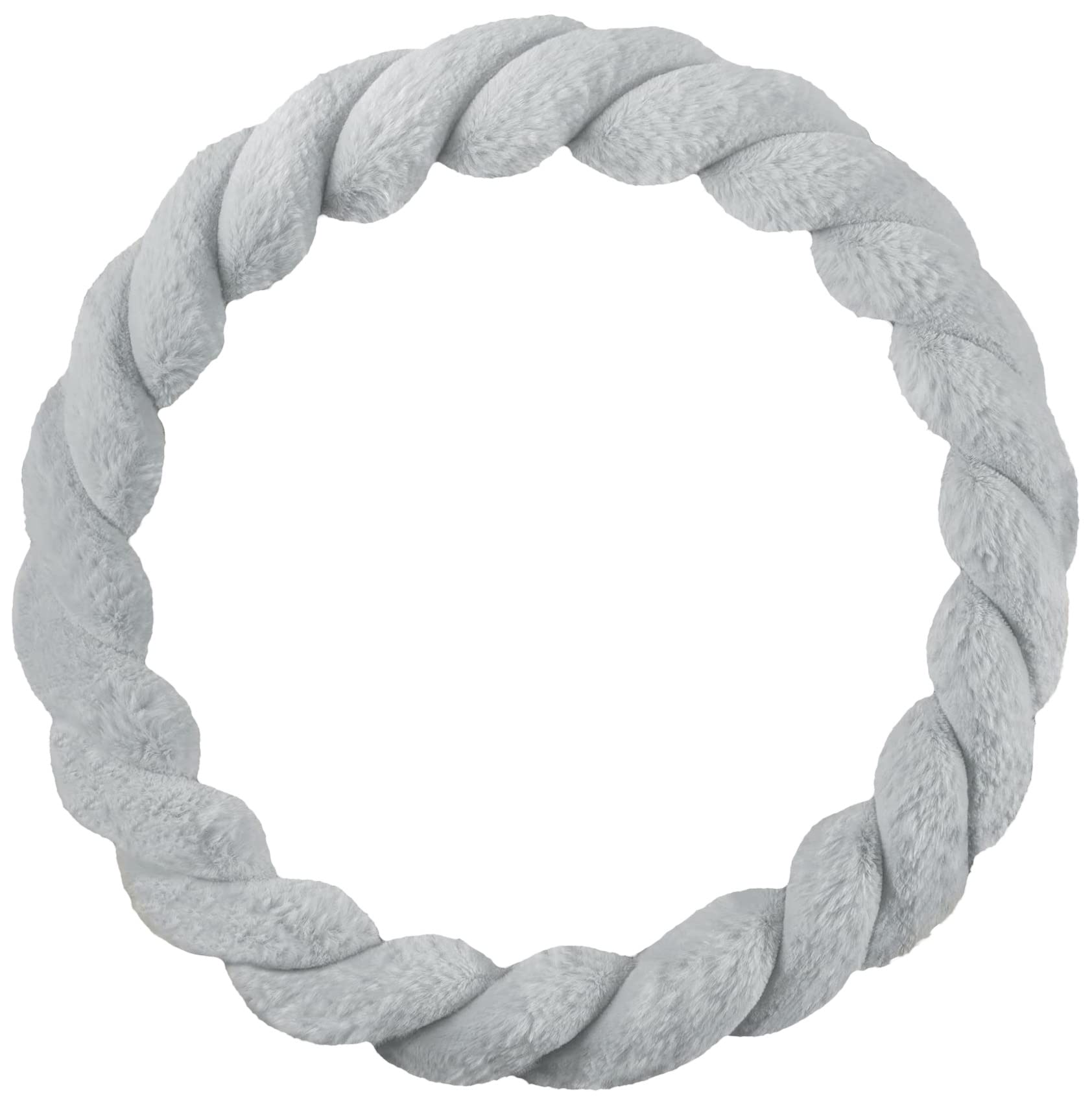 Soft Faux Fur Steering Wheel Cover - 15 Inch, Gray, for Women - Cozy Driving in Winter