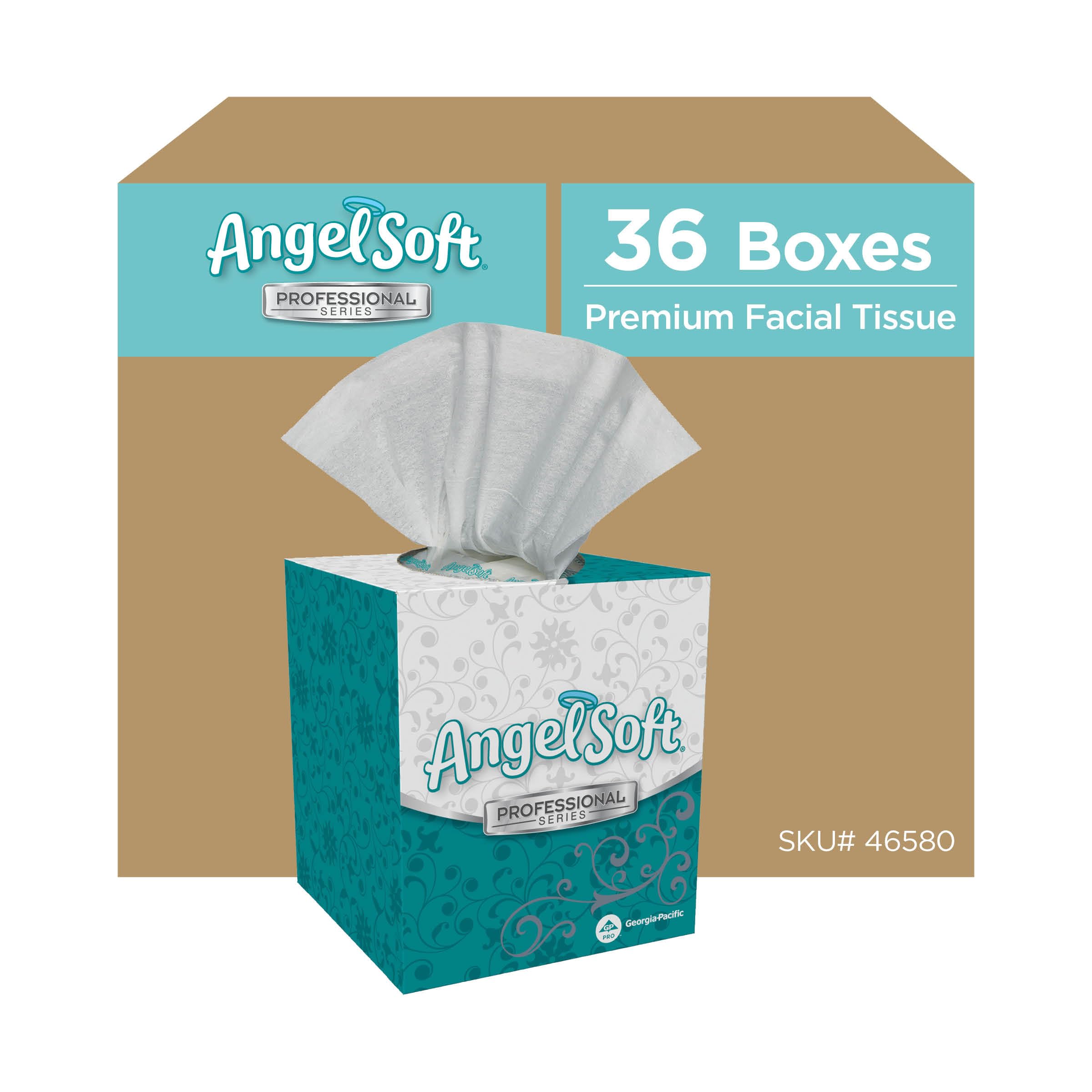 Georgia-Pacific Angel Soft Professional Series 2-Ply Facial Tissues, Cube Box (96 Sheets per Box, 36 Boxes) - Ultra Soft for Home, Office & Travel Use