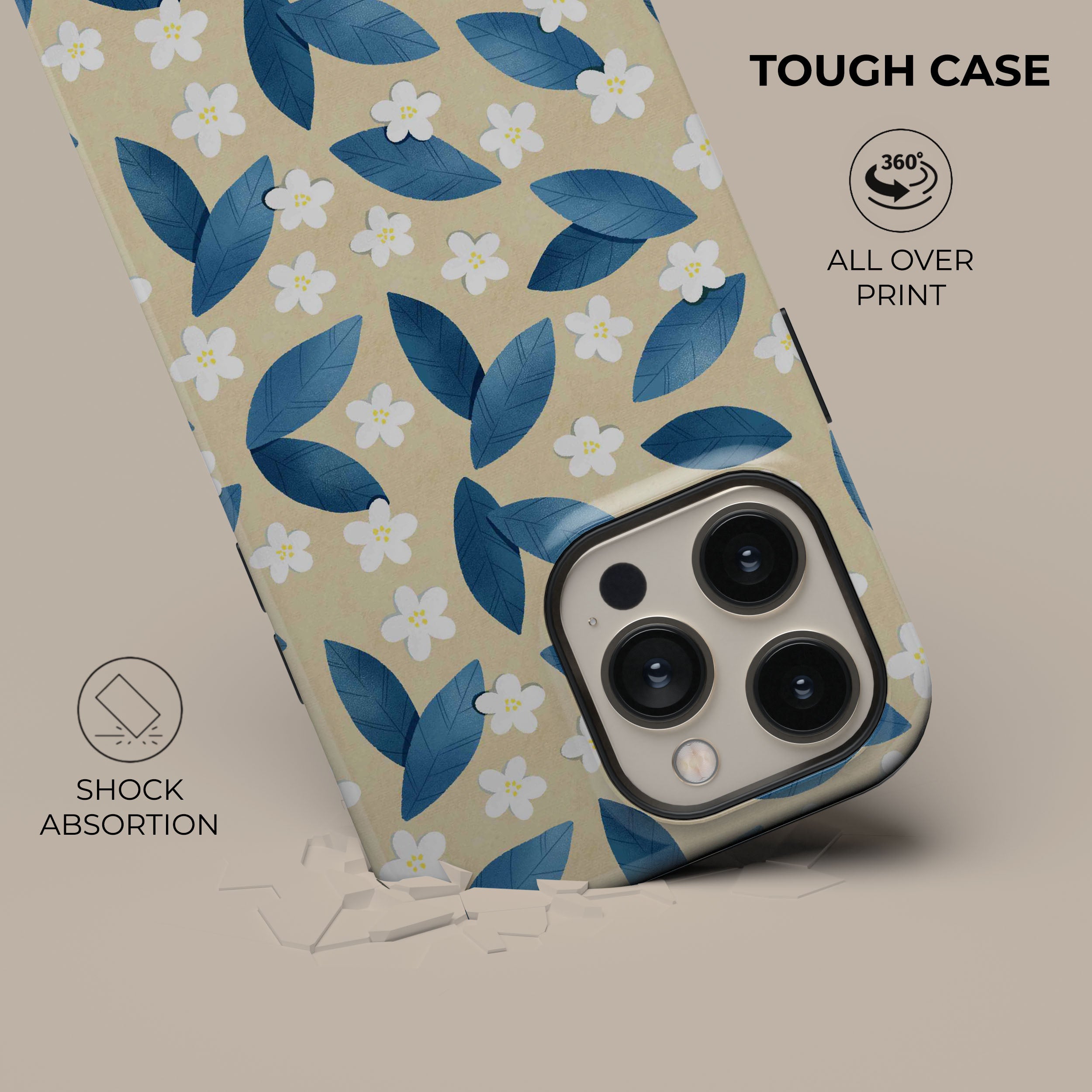 Premium Blue Leafs Phone Case - Durable Protective Cover for iPhone & Samsung - Stylish Nature-Inspired Design for Everyday Use & Outdoor Adventures