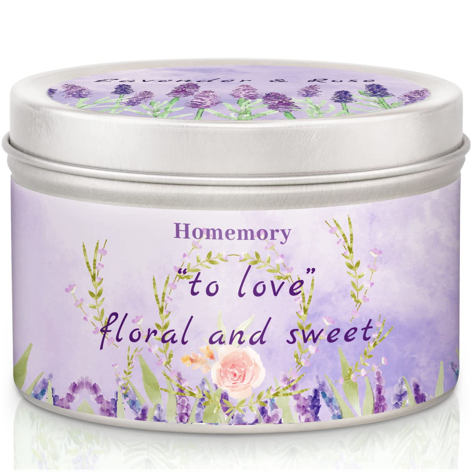 Homemory Lavender & Rose Scented Soy Candles - 6oz Natural Aromatherapy Candles with Essential Oils for Stress Relief, Hand-Poured Home Decor Gifts for Women | Perfect for Relaxation, Meditation & Spa Nights