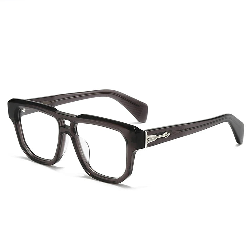 Stylish Black Acetate Unisex Square Frame Eyeglasses with Double Bridge - Perfect for Work, Reading & Fashion (Model 44304)