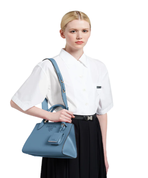 Prada Monochrome Saffiano Leather Handbag for Women - Light Blue Crossbody Bag | Perfect for Work, Travel & Everyday Use