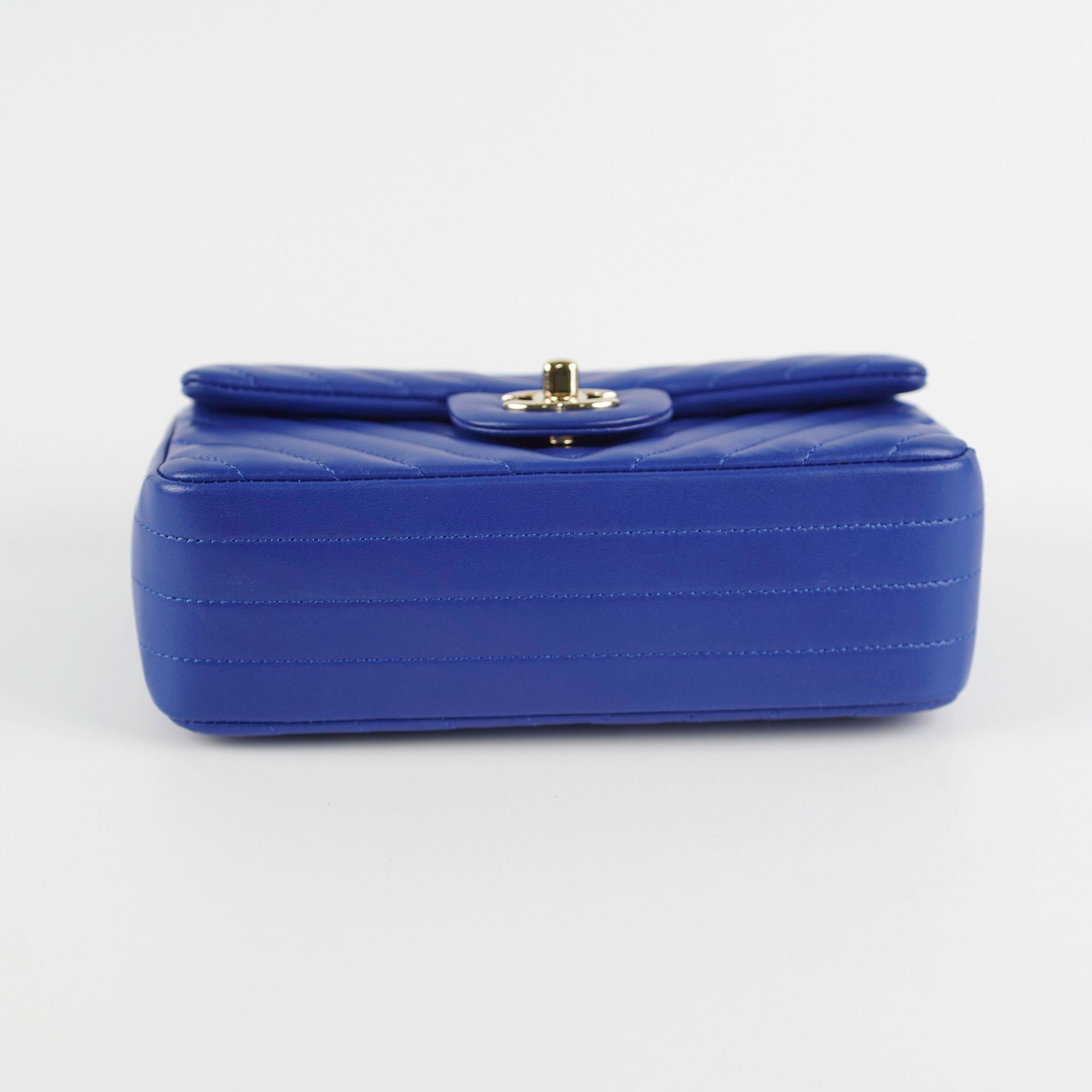 Chanel Mini Rectangular Chevron Blue Leather Crossbody Bag - Luxury Designer Handbag for Women, Perfect for Parties, Dates & Everyday Use