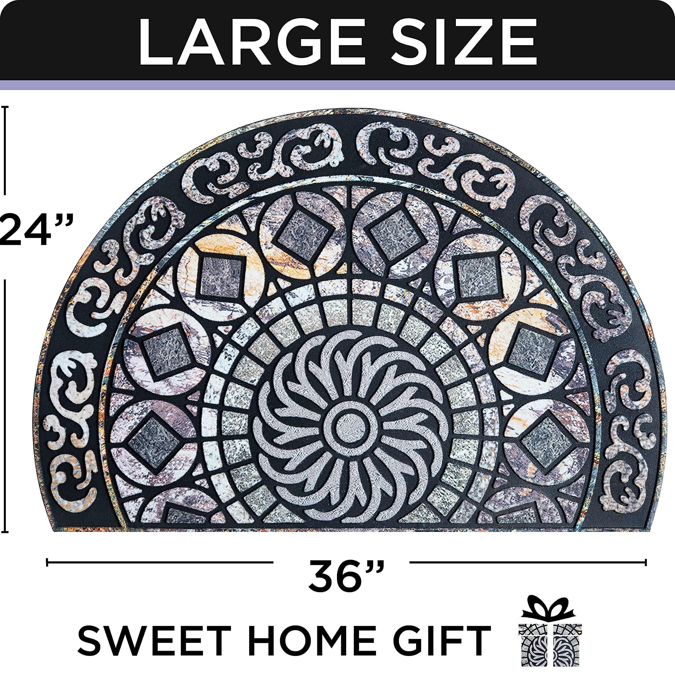 ubdyo Unique Stylish Front Door Mat - Heavy Duty Low Pile Doormat 23x36 Inches for Outdoor/Indoor Entrance - Traps Mud & Dirt - Perfect Welcome Mat for Home, Office or Apartment - Ideal Housewarming Gift