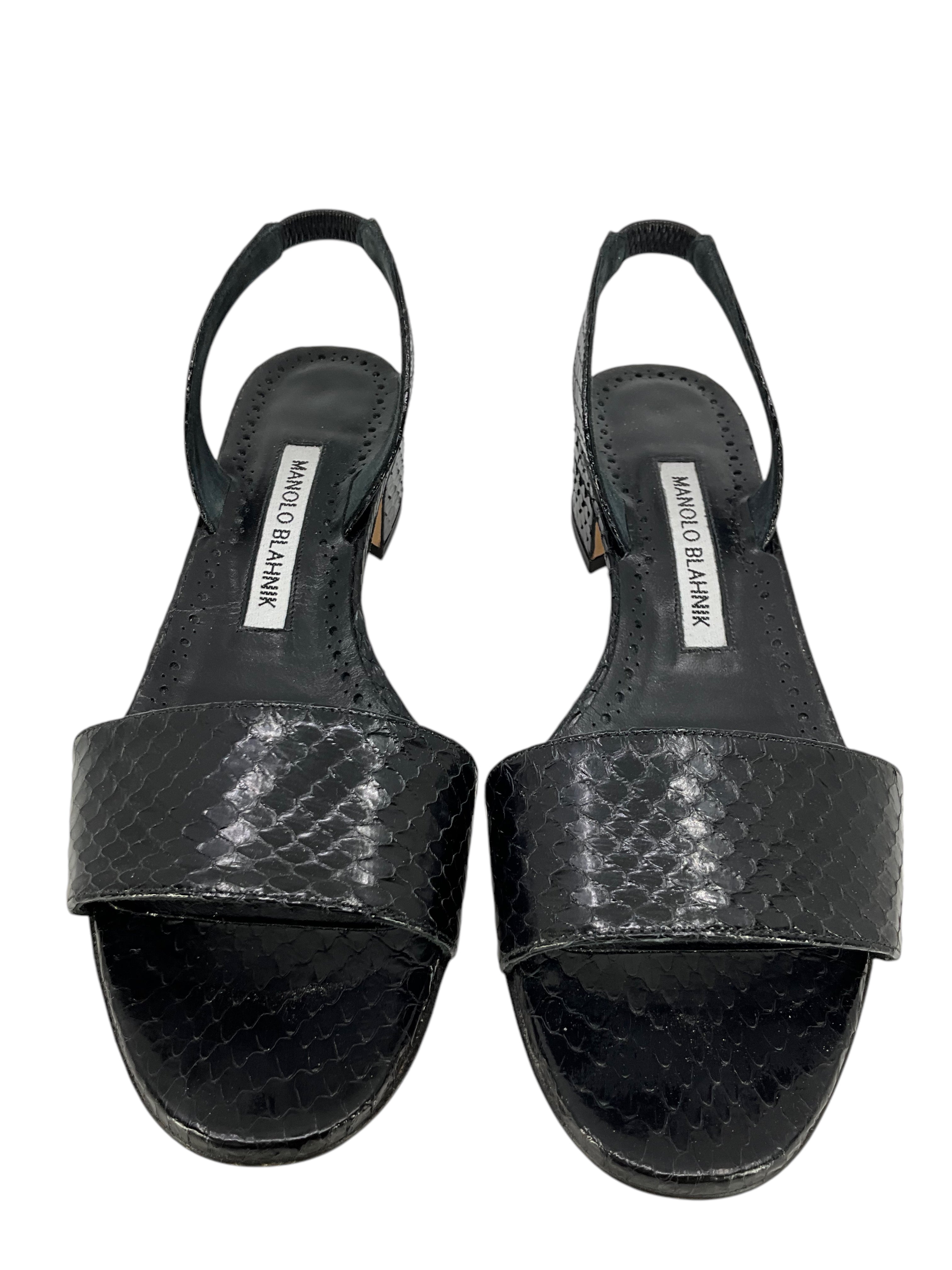 MANOLO BLAHNIK Patopia Snakeskin Slingback Heels - Women's Size 7.5 (US) | Luxury Designer Shoes for Parties, Weddings & Special Occasions