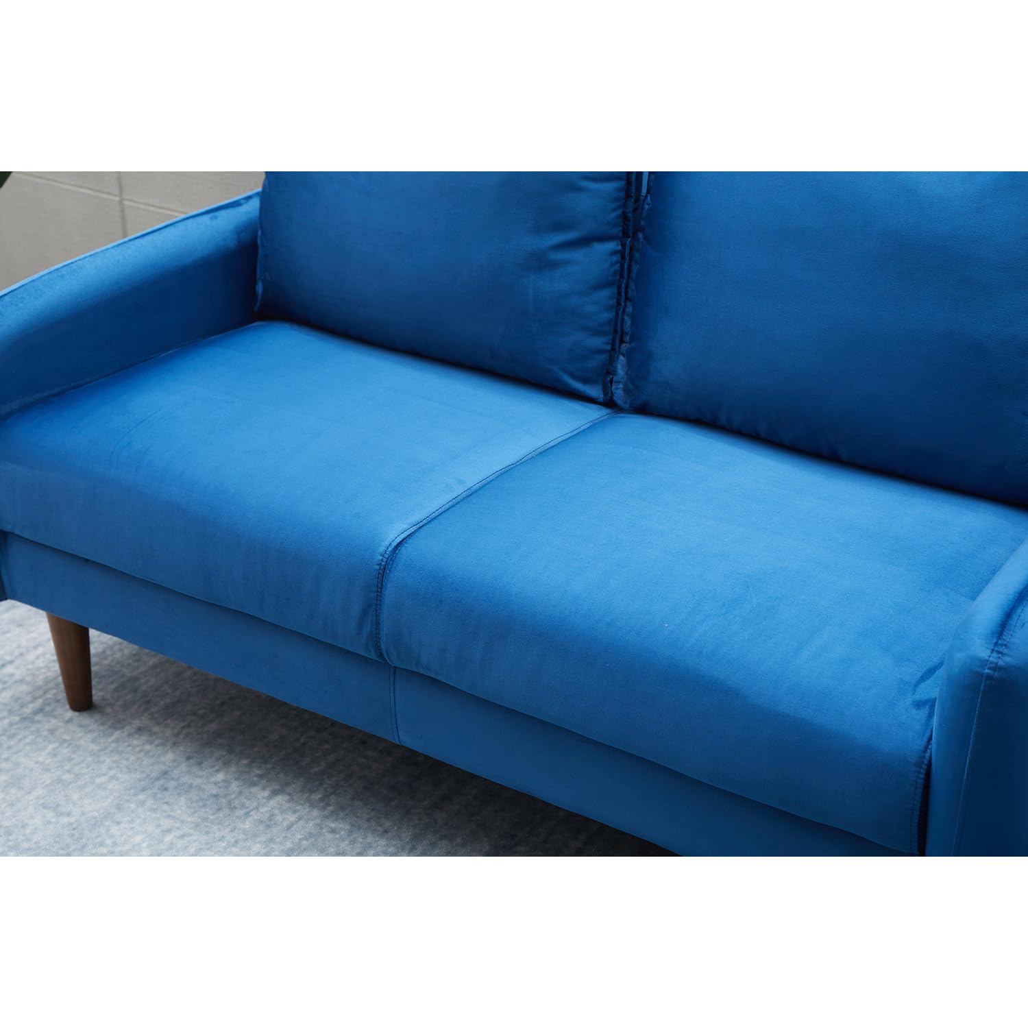 Luxury Aurora Velvet Loveseat Sofa for Living Room - Space Blue Velvet Upholstery | Perfect for Small Spaces, Apartments & Cozy Home Decor
